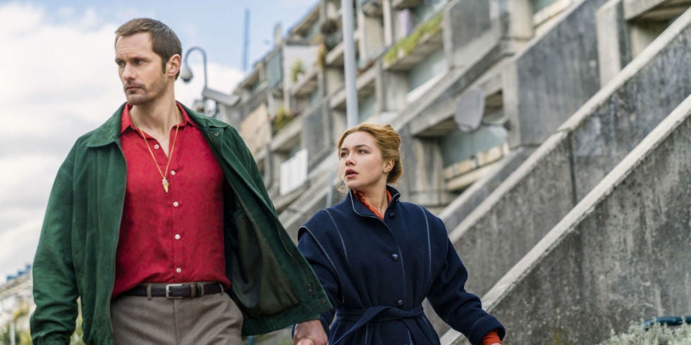 Alexander Skarsgard and Florence Pugh in The Little Drummer Girl