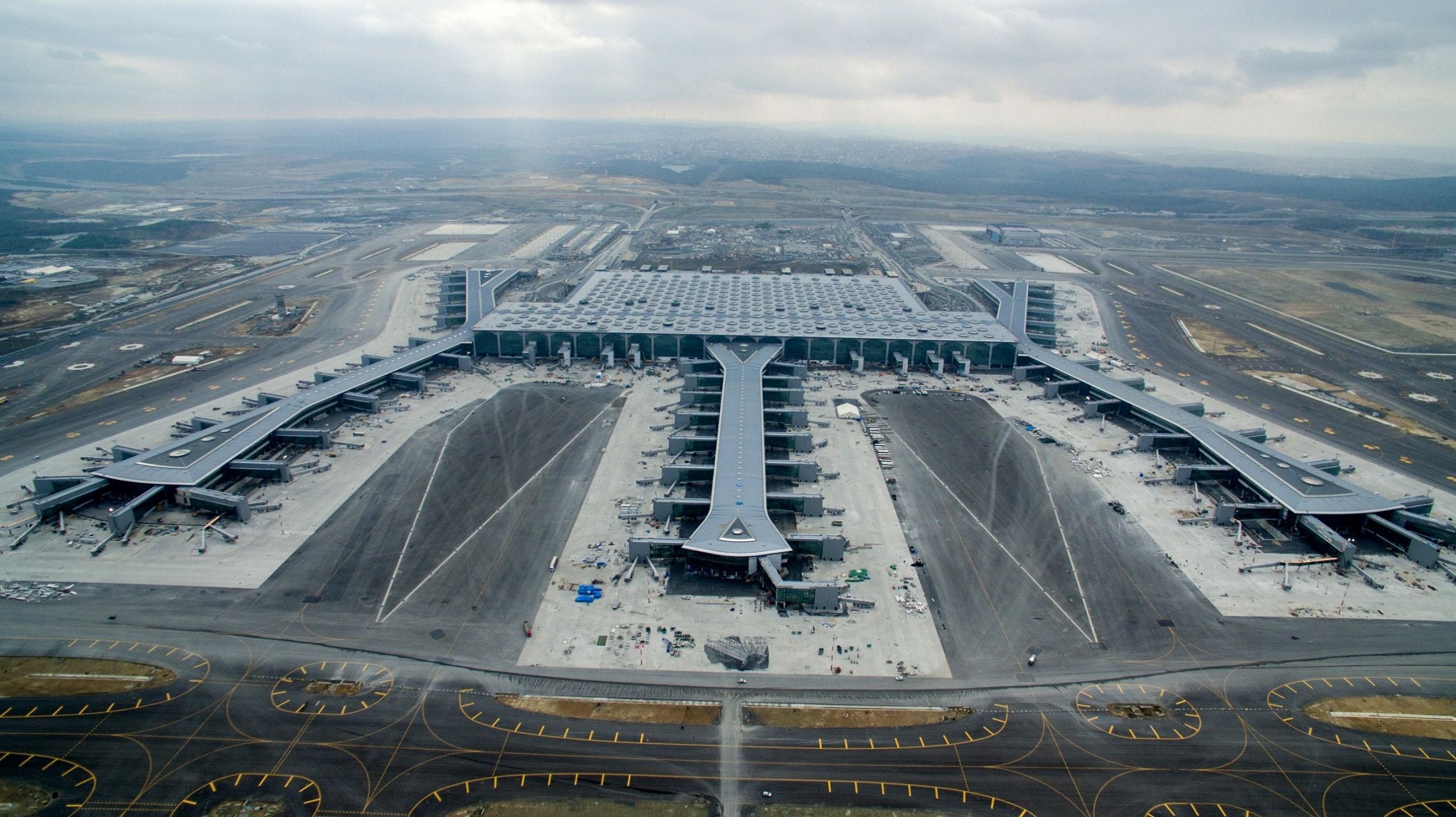 Istanbul Airport press centre shows the new airport building, in the Arnavutkoy district on the European side of Istanbul