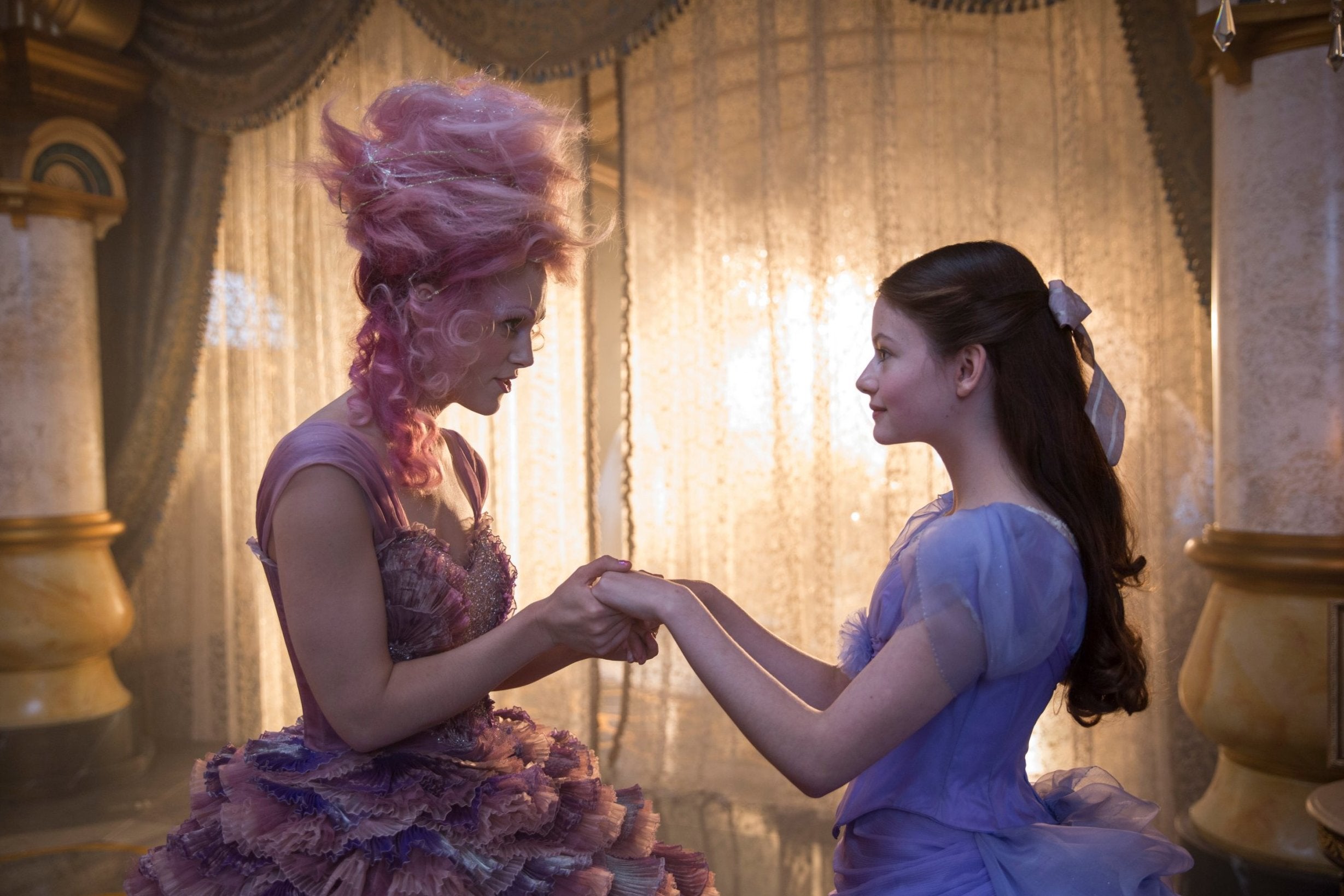 Keira Knightley is the Sugar Plum Fairy and Mackenzie Foy is Clara in Disney's The Nutcracker and the Four Realms (Laurie Sparham)