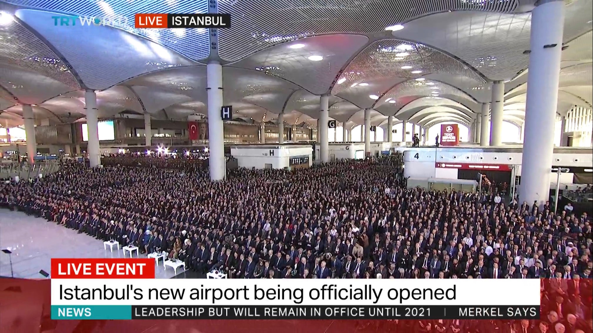 The interior of Istanbul Airport during the inauguration ceremony on 29 October 2018