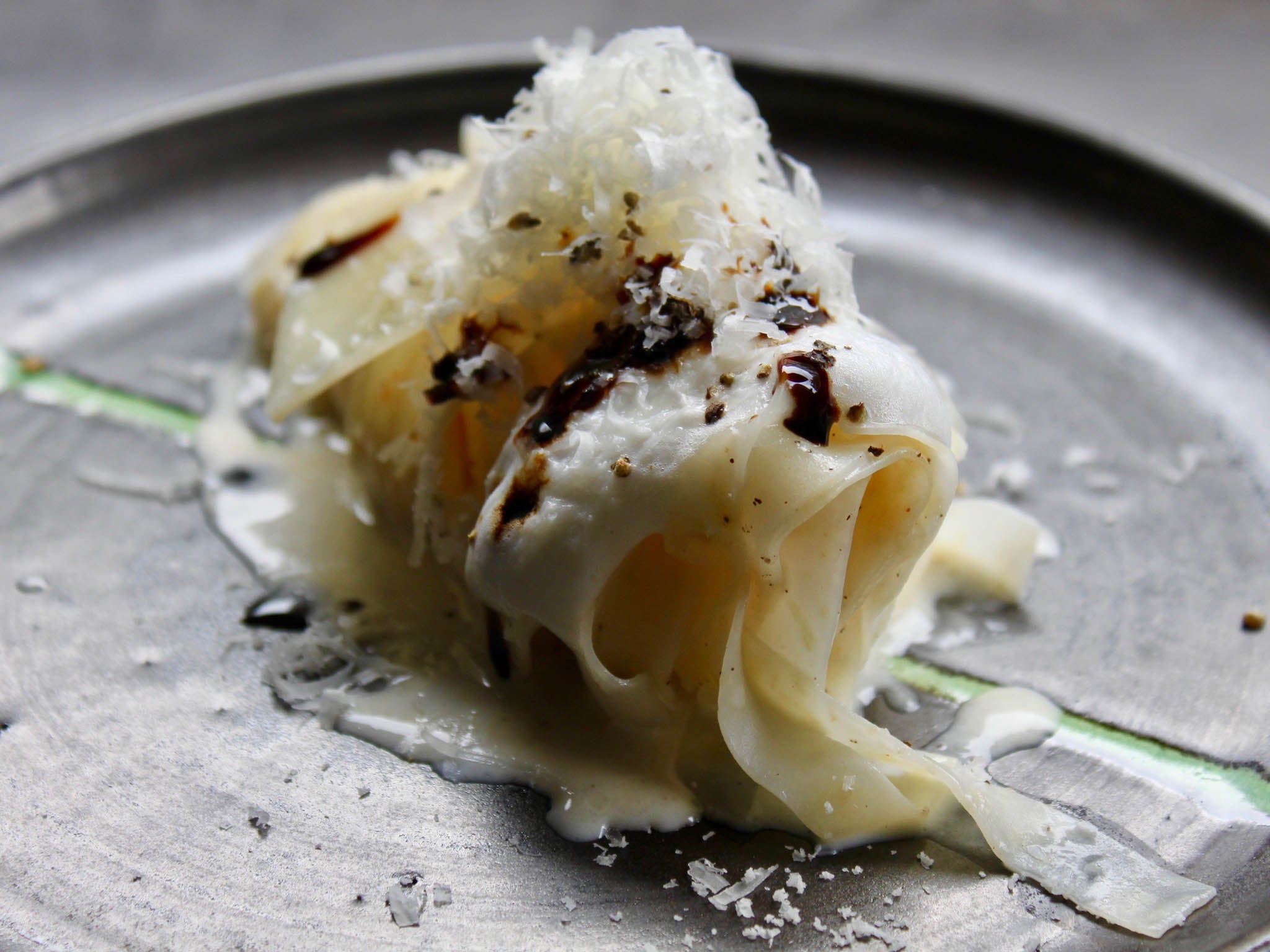 The signature dish, inspired by Diego’s mother, is a celeriac ‘cacio e pepe’