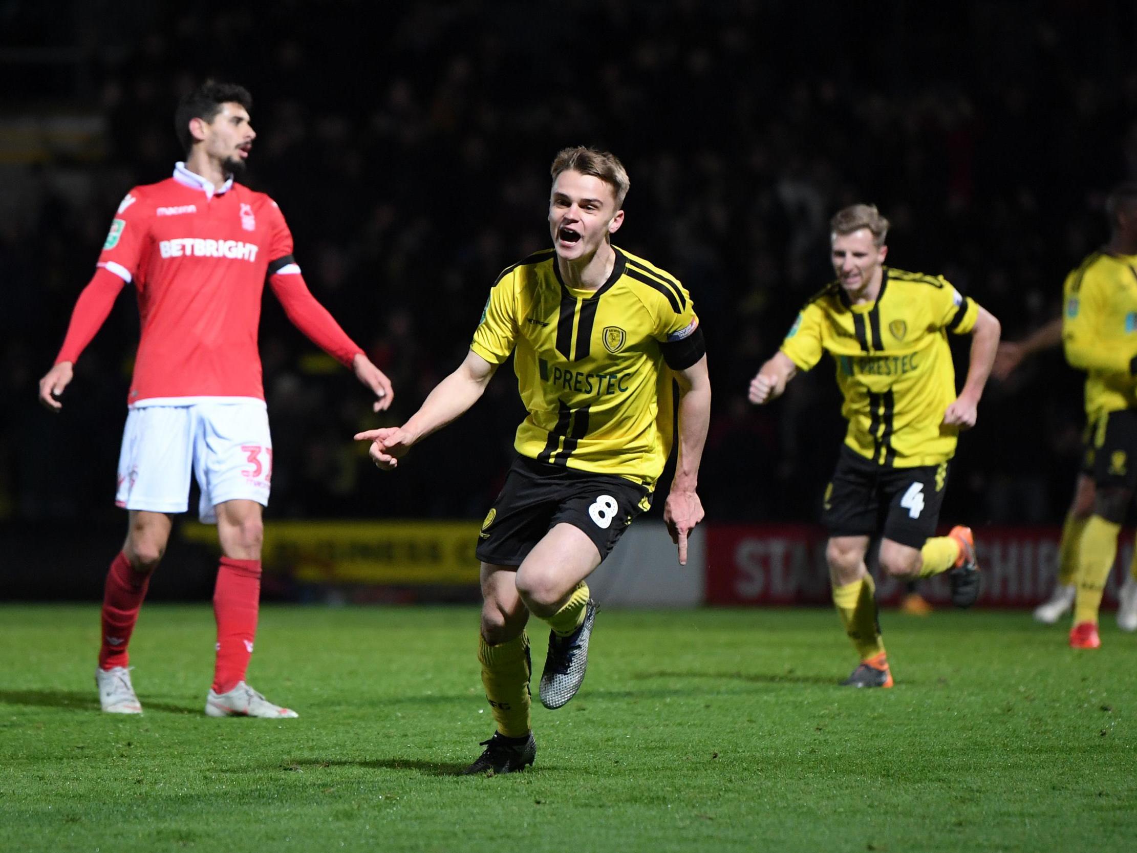 Jake Hesketh celebrates scoring his side's third goal