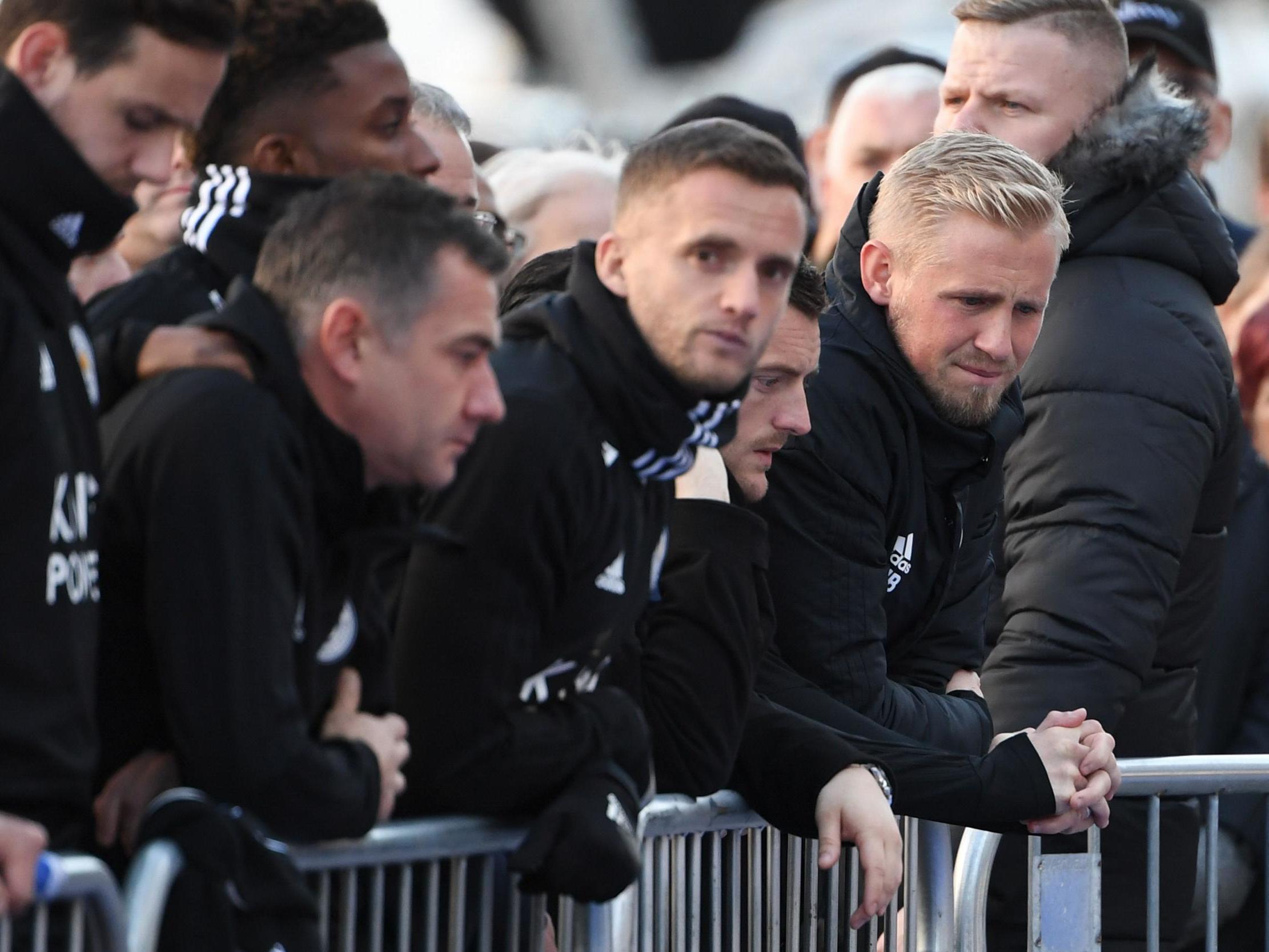 Schmeichel and the rest of the Leicester squad were among those to pay their respects