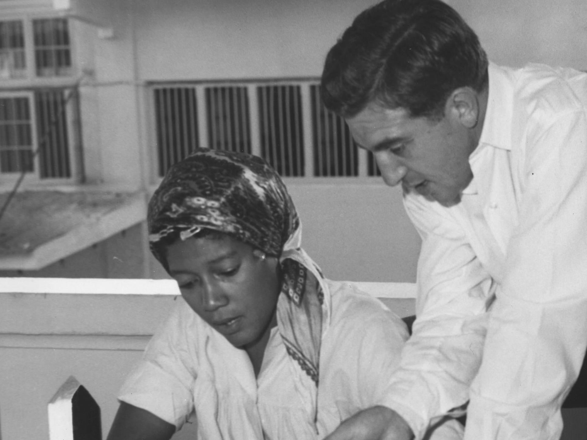 Glasser in February 1963 with jazz singer Maud Damons in Dar-es-Salaam, Tanzania, shortly after the couple had fled South Africa