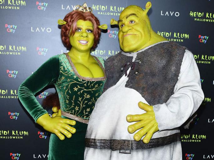 Heidi Klum and Tom Kaulitz dressed up as characters from Shrek (Getty)