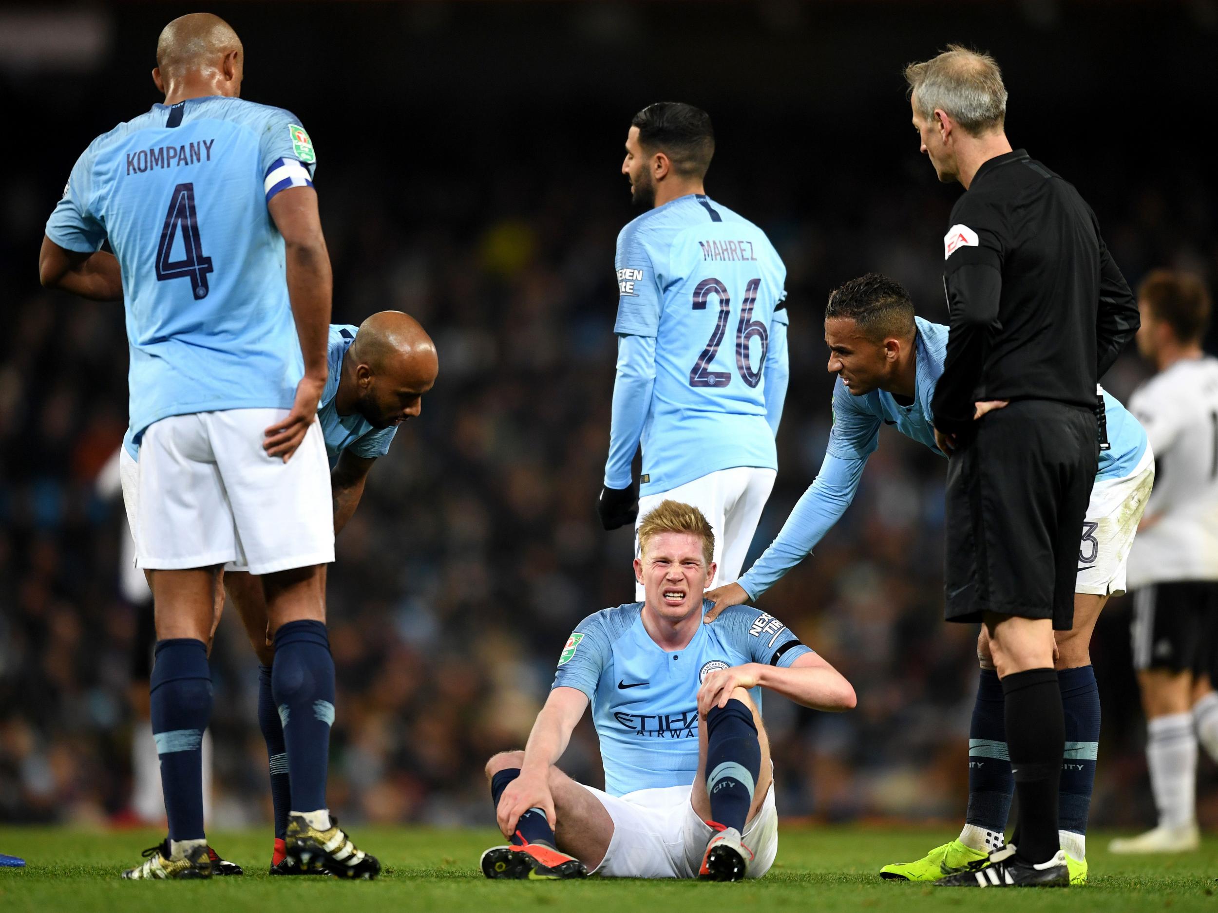 Kevin de Bruyne was substituted late on with an injury