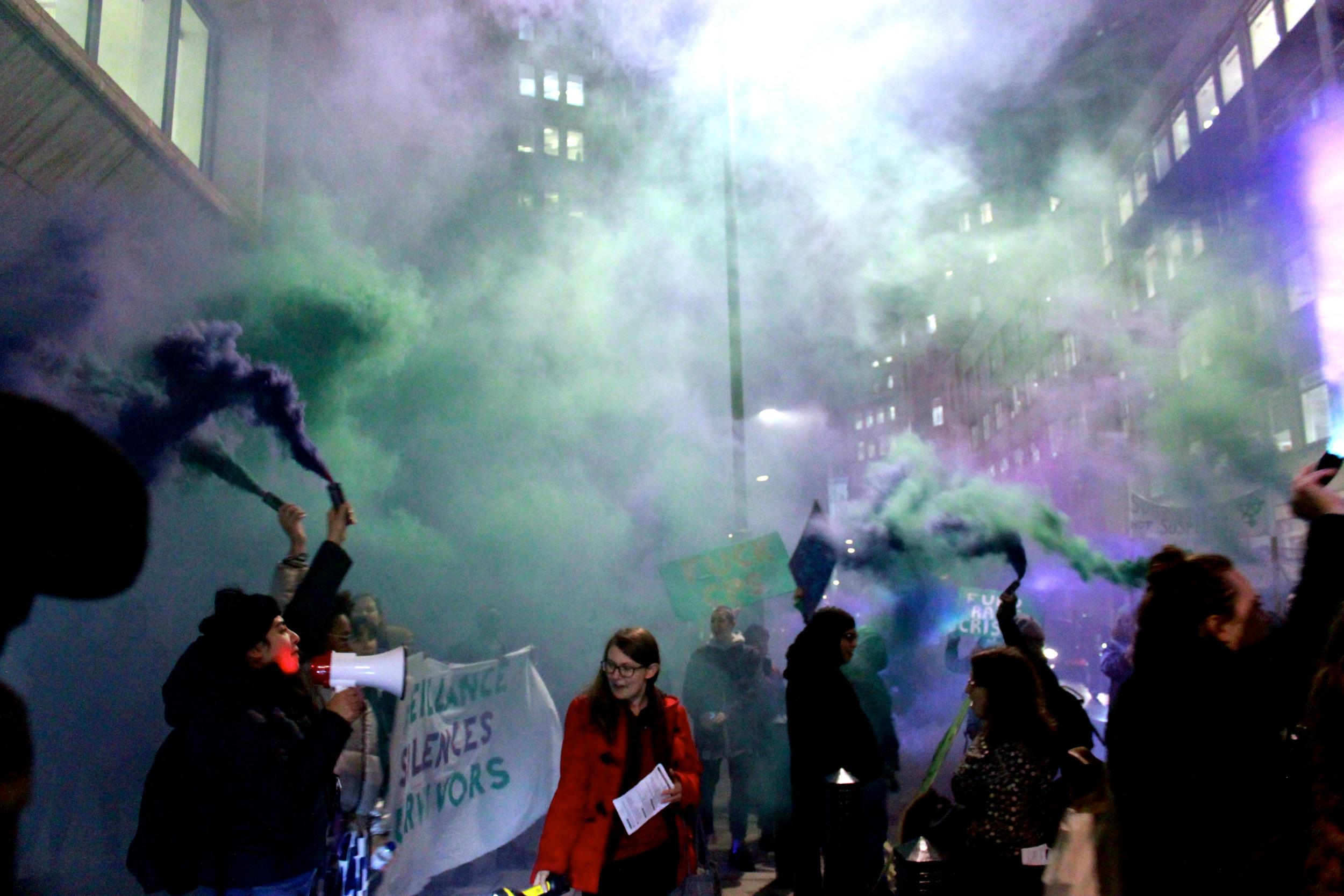 Protesters outside the CPS headquarters on Thursday