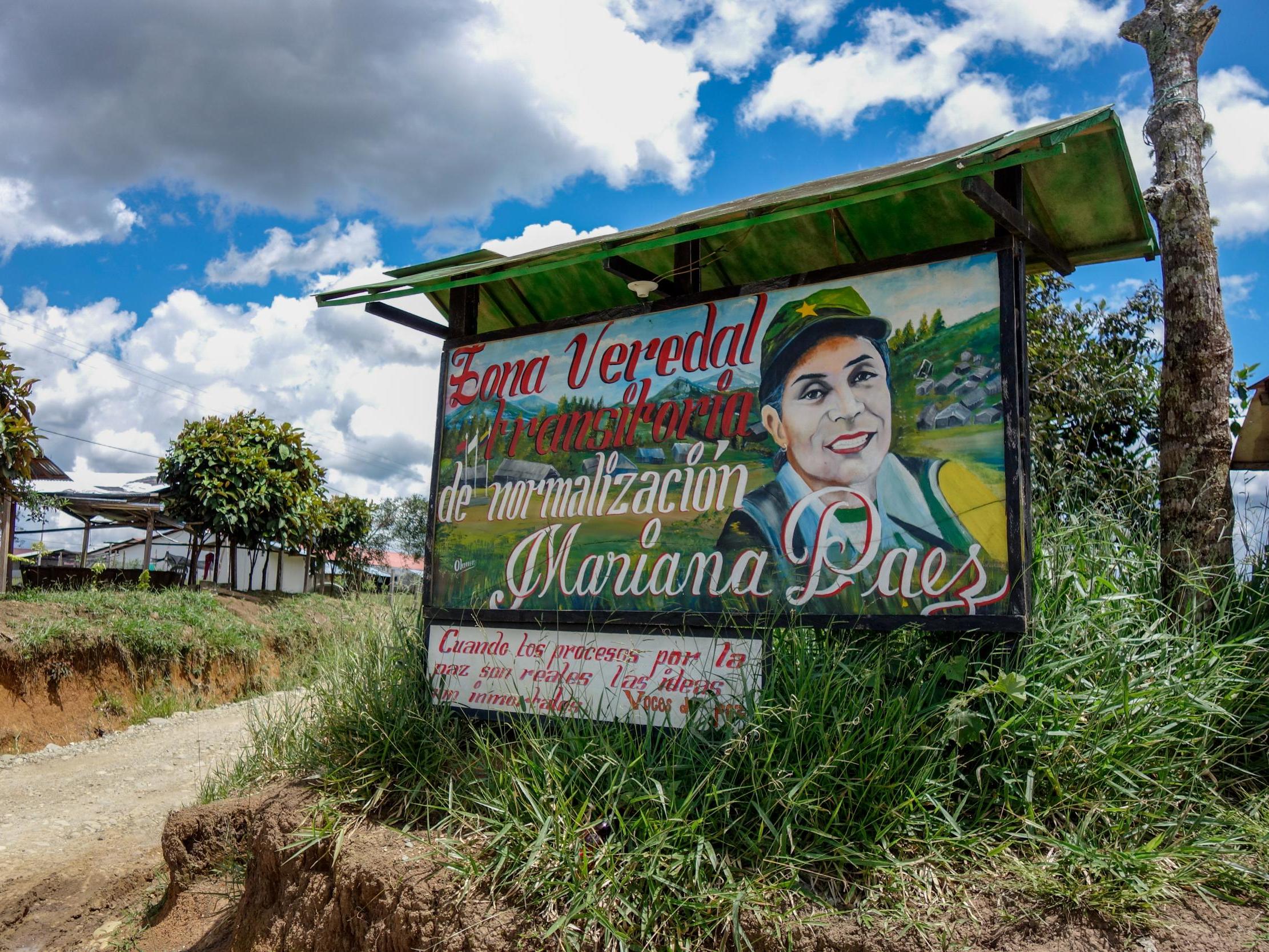 The entrance to the 'Transitional Camp for Normalisation, Mariana Paez'