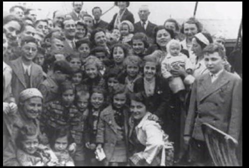 Jewish refugees from Nazi Germany on board the SS St Louis in 1939. Zilla Coorsh (nee Dresel) is the baby.