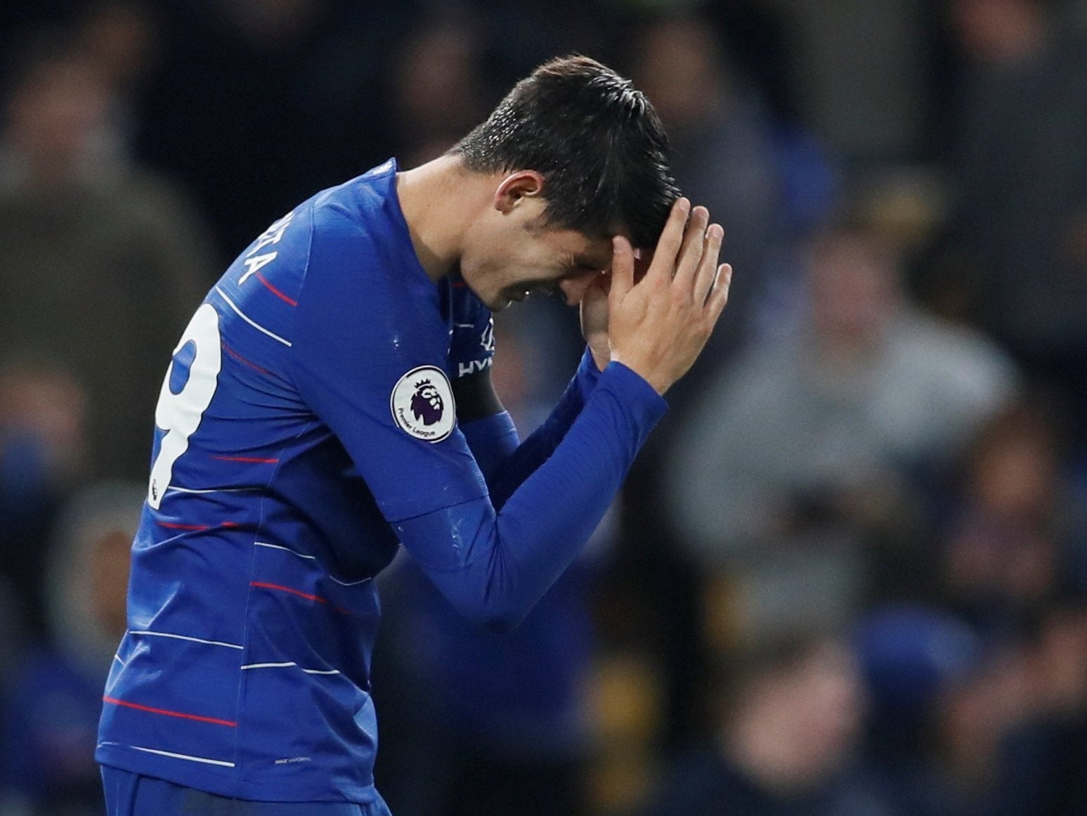 Chelsea's Alvaro Morata reacts after missing a chance to score (REUTERS)