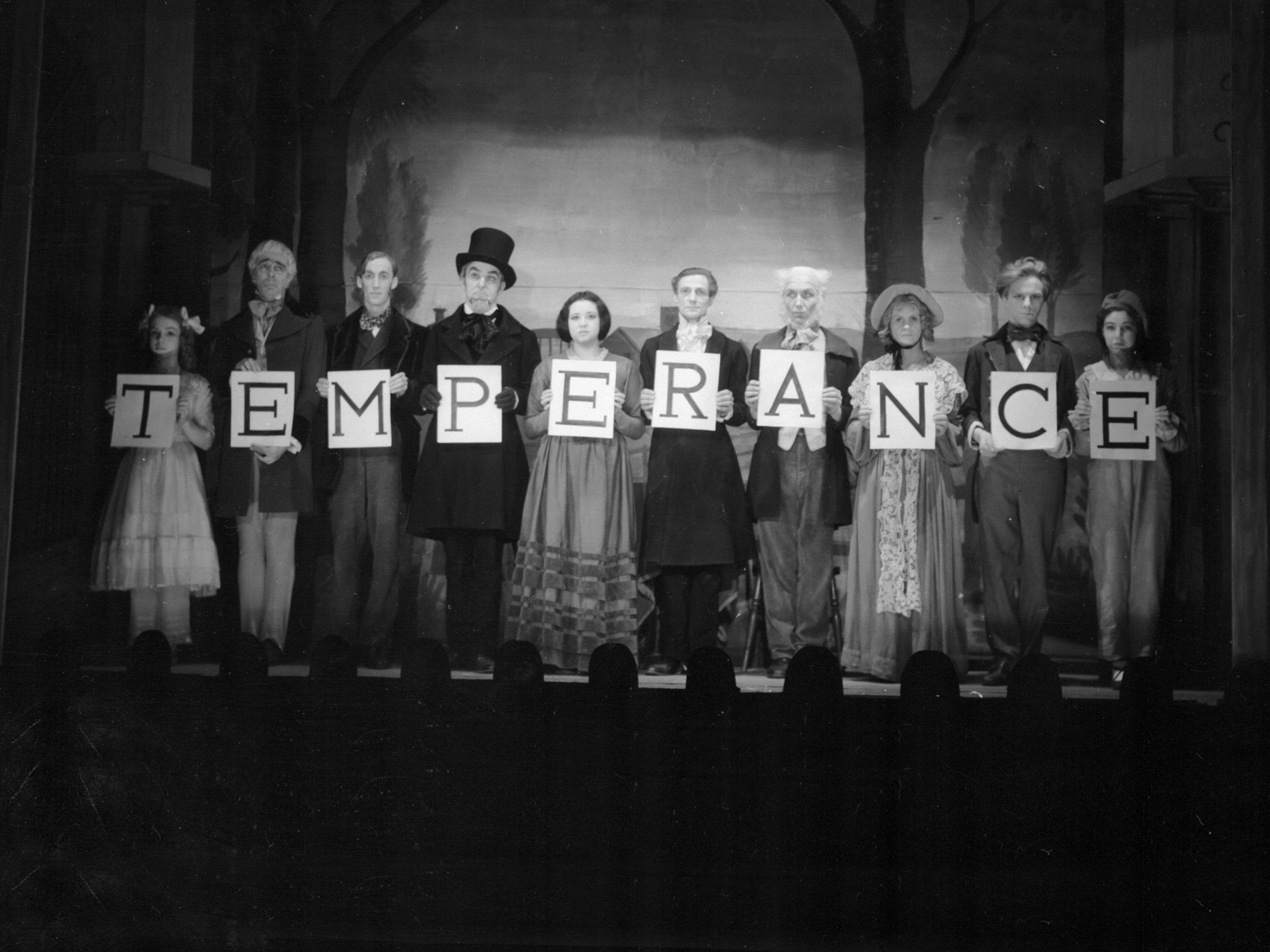 Actors in a the play ‘The Drunkard’ at the Arts Theatre Club in 1942