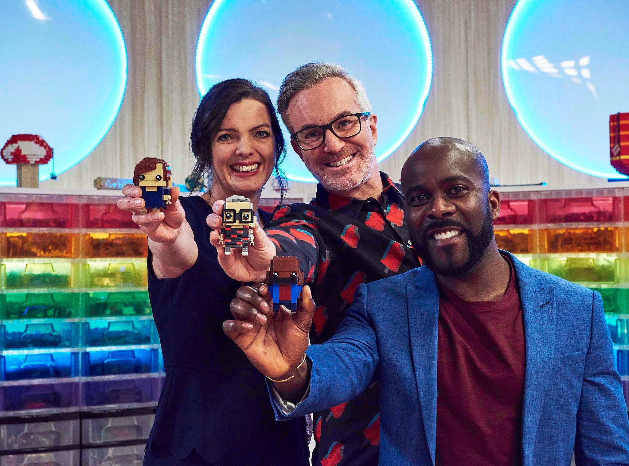 The judges, Fran Scott and Matthew Ashton, with host Melvin Odoom