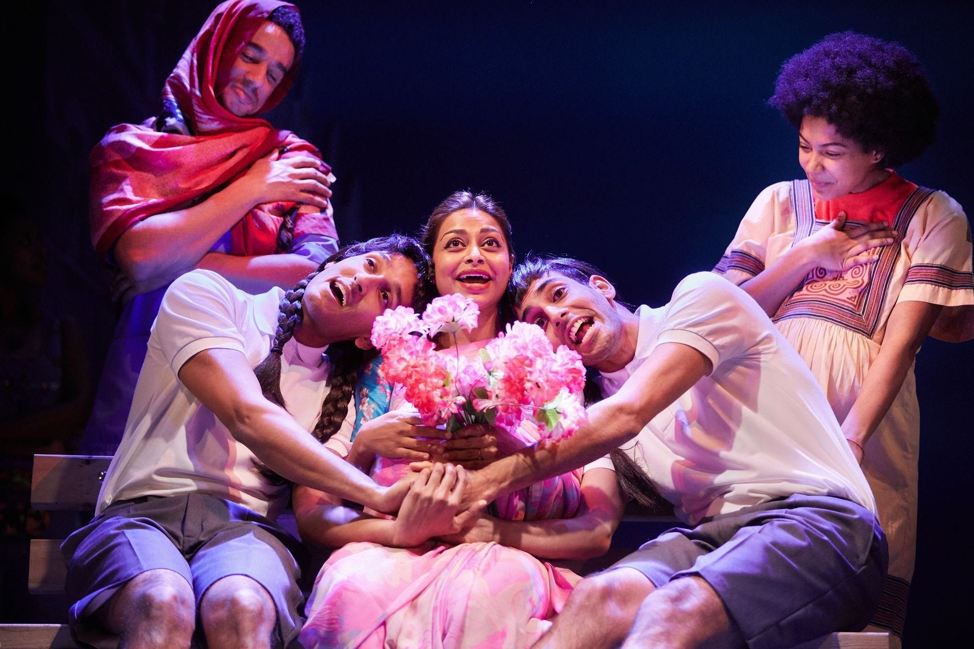 Ayesha Dharker, Nenda Neurer, Karl Queensborough, Sid Sagar and Assad-Zaman in ‘White Teeth’