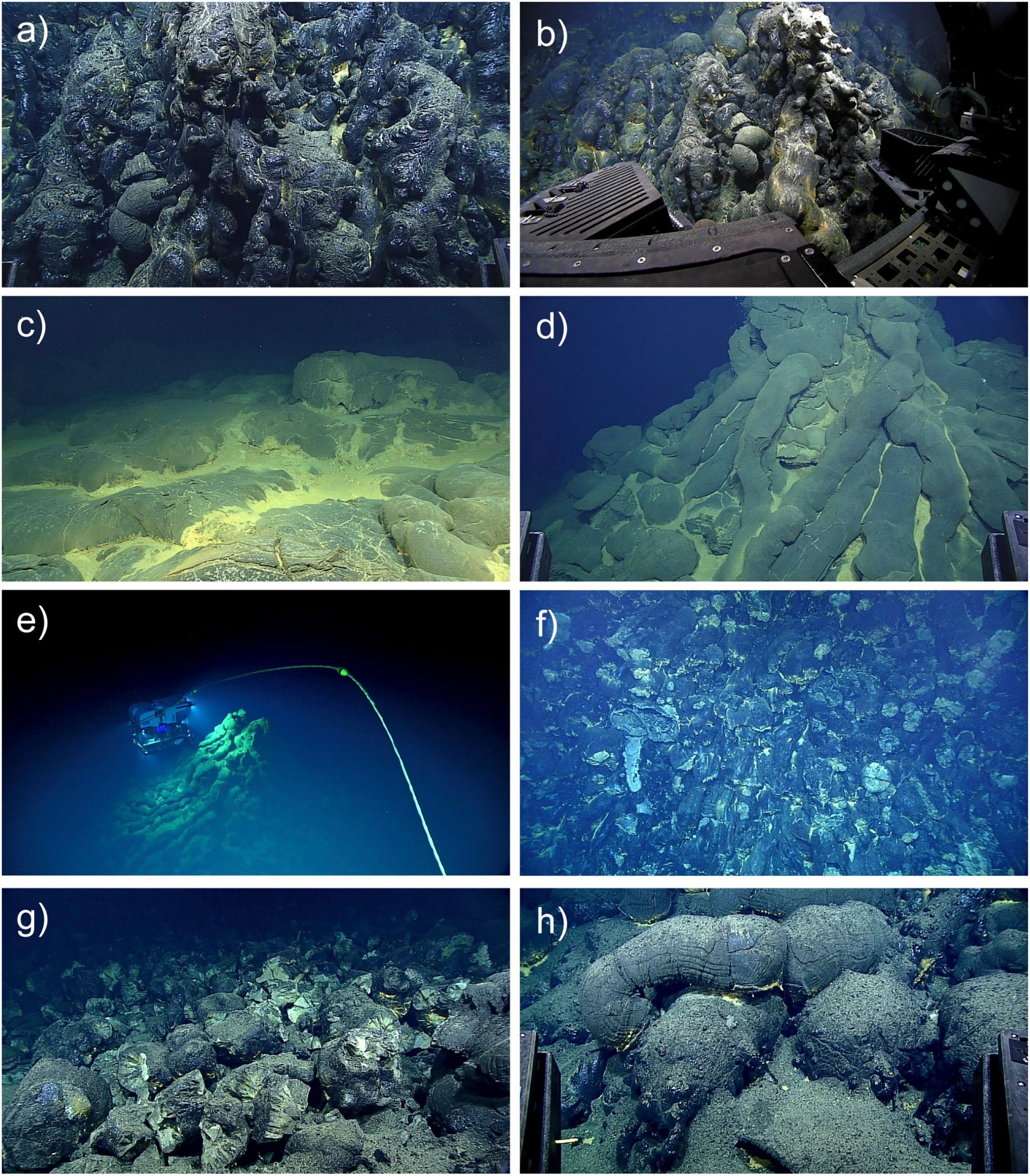 The scientists found lava deposits made by an eruption, including pillow tubes, glass and other formations