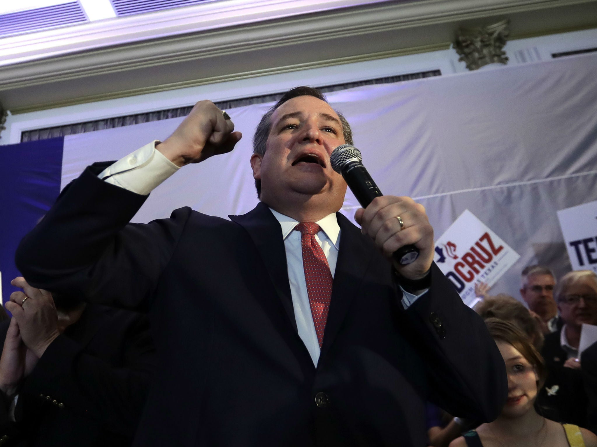 Ted Cruz delivers his victory speech during an election night party