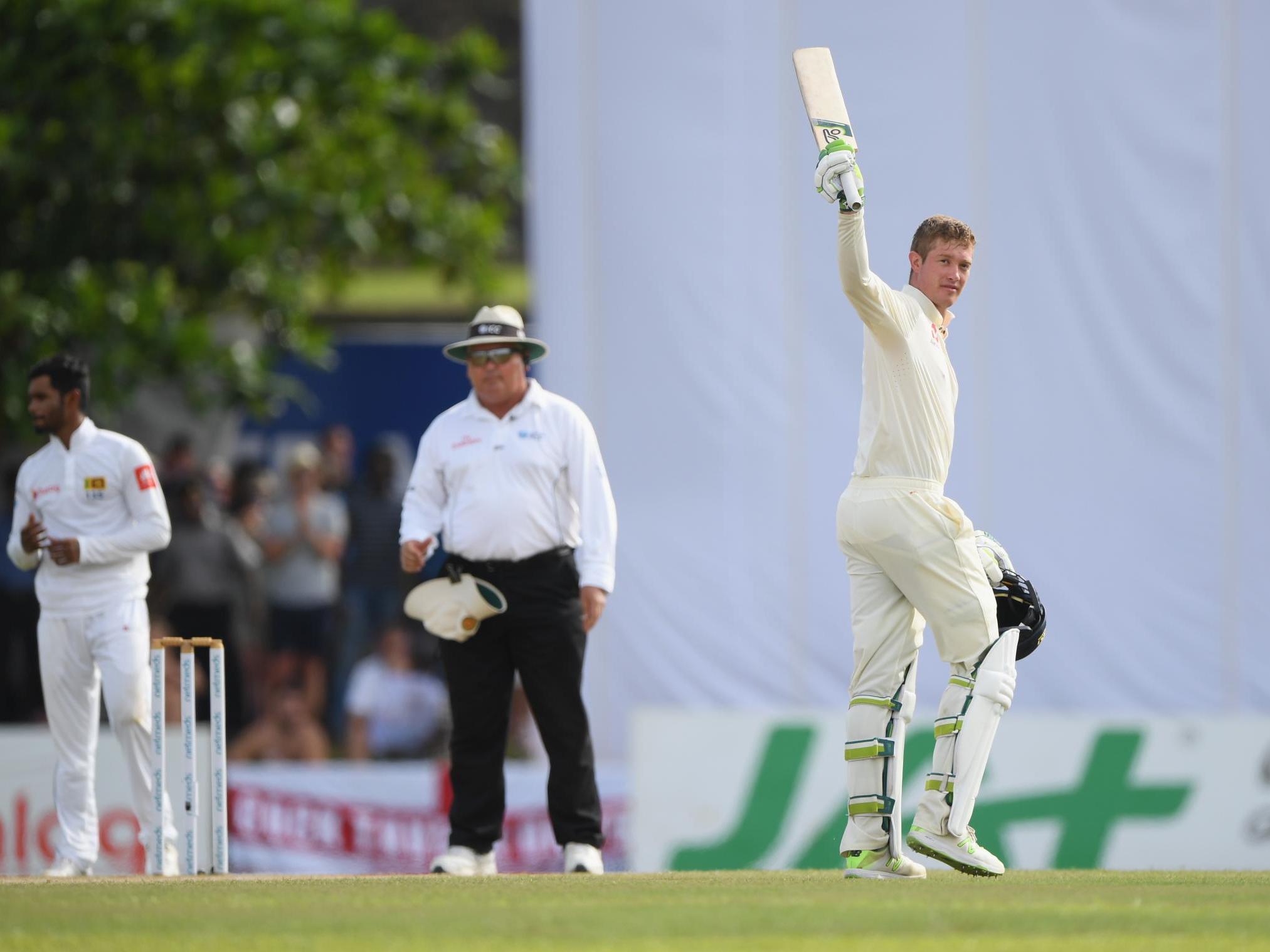 Keaton Jennings salutes the crowd after reaching 100 for only the second time in his career