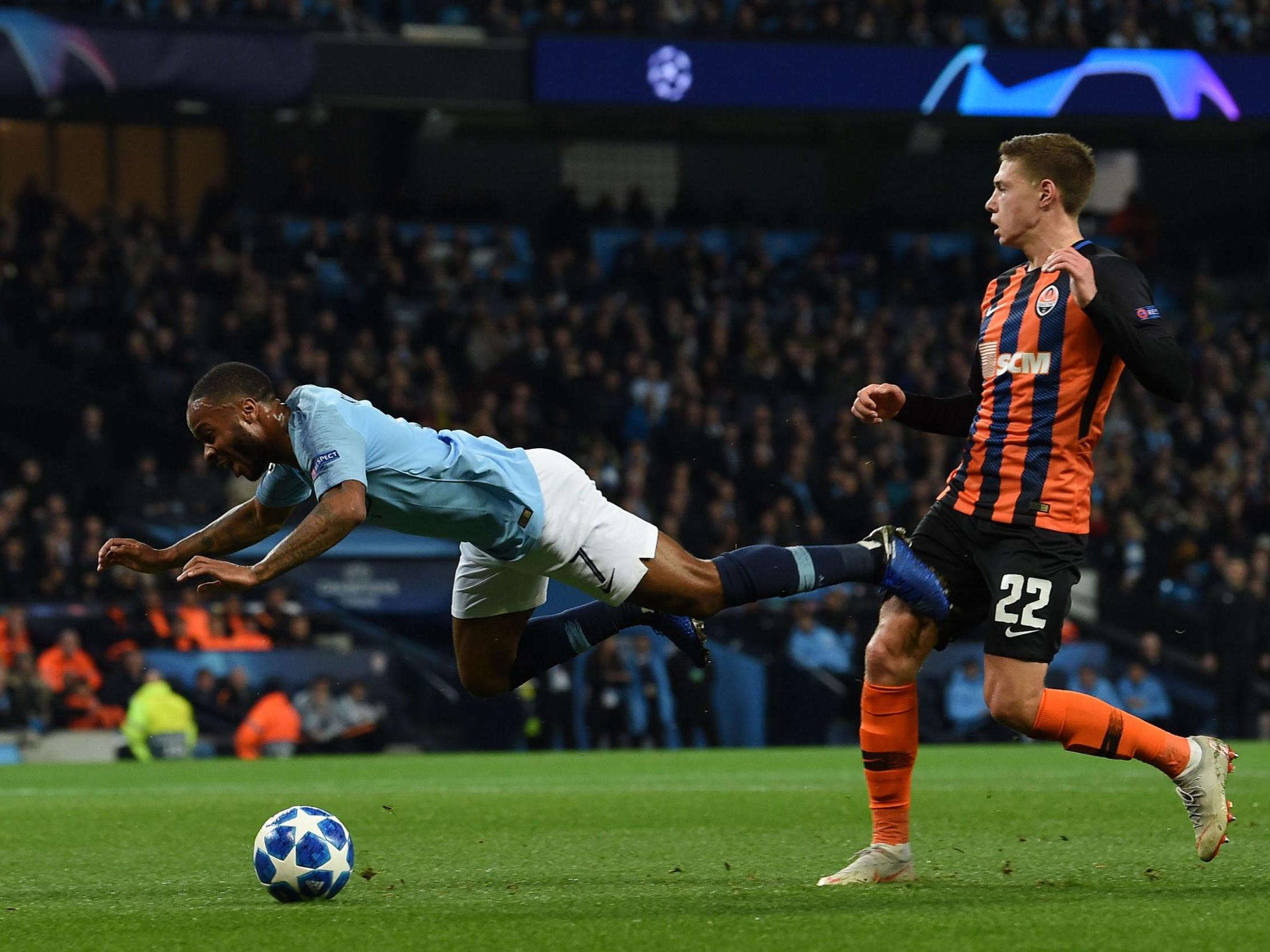 Raheem Sterling accidentally tripped to inadvertently win a penalty for City