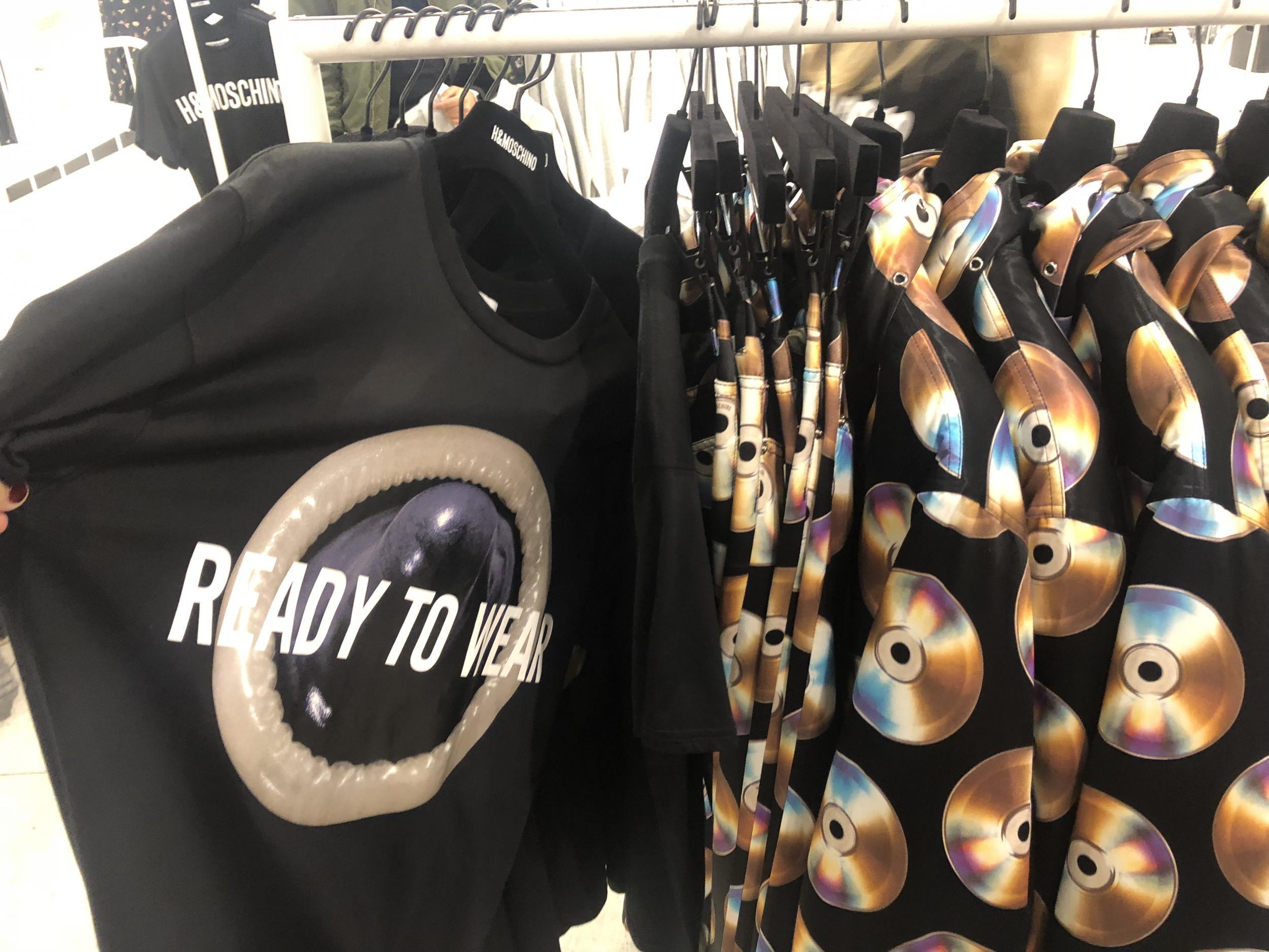 One jumper featured a condom design on the front with the words "ready to wear" emblazoned across it.