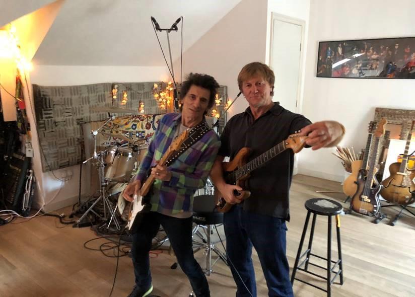 Ronnie Wood with Professor Chris Evans