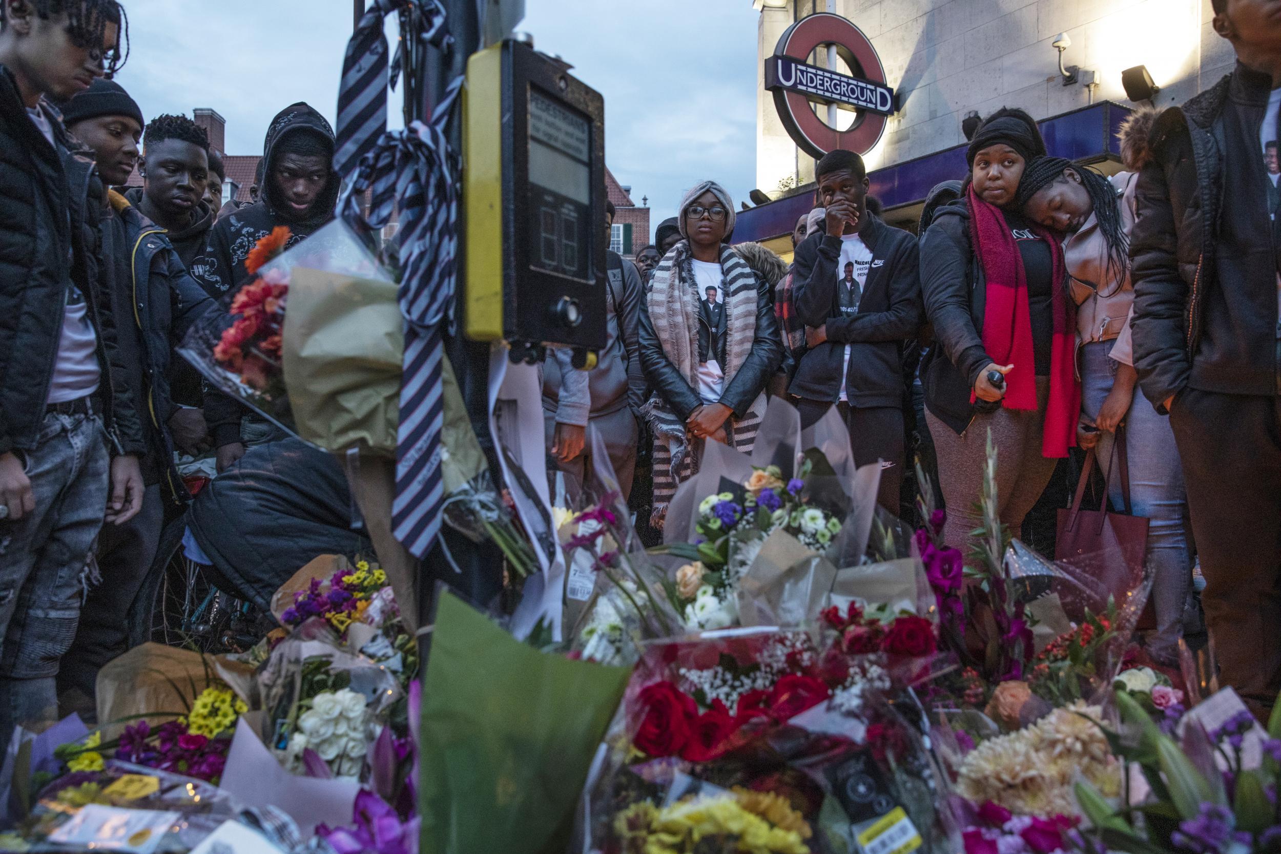 Tributes for Malcolm Mide-Madariola at Clapham South Station