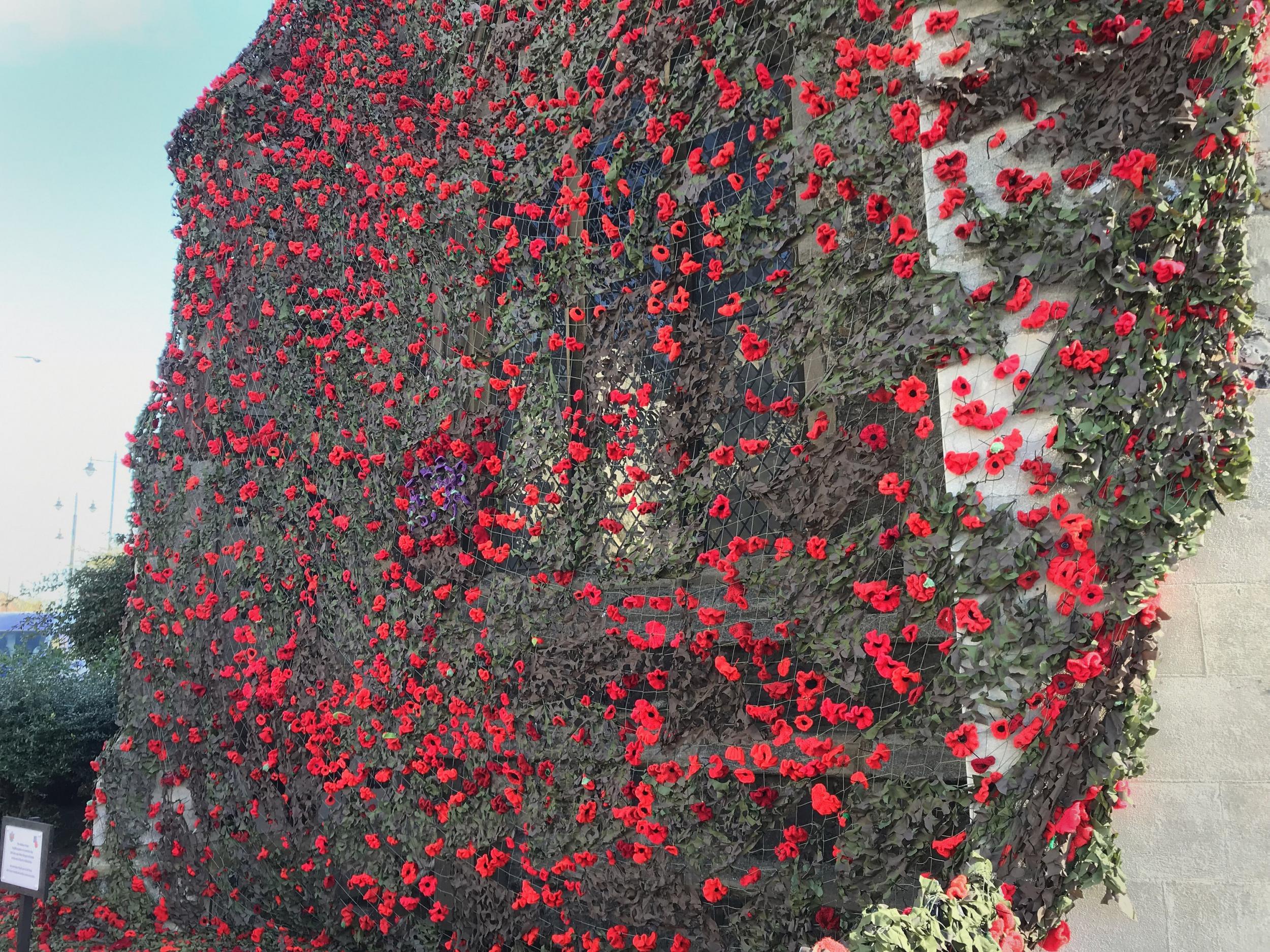 
The knitted and crocheted poppies were donated by crafters across the world (Sam Russell/PA)