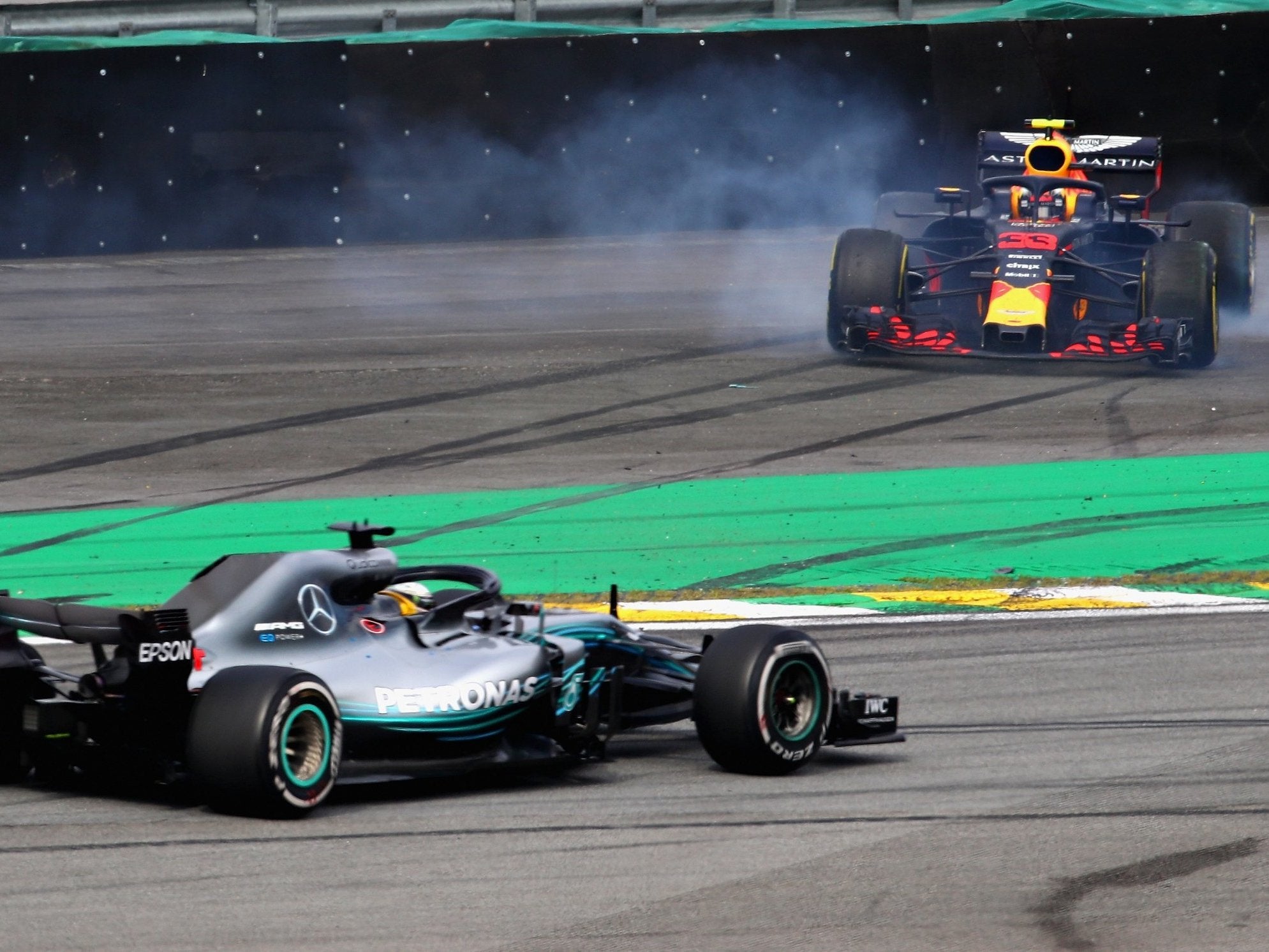 Verstappen reacted angrily to being hit by Esteban Ocon in Brazil