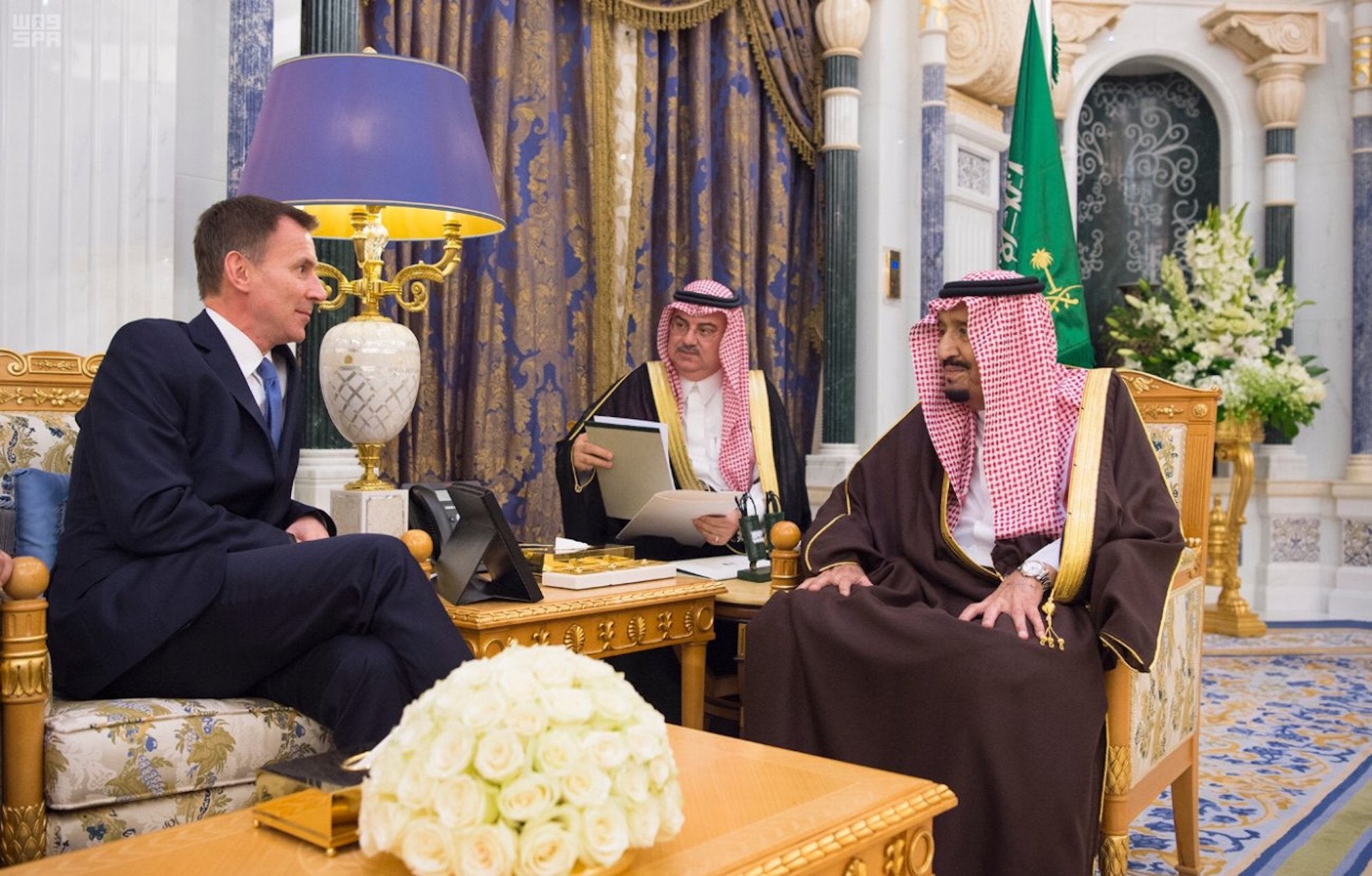 UK Foreign Secretary Jeremy Hunt meets with Saudi King Salman in Riyadh.