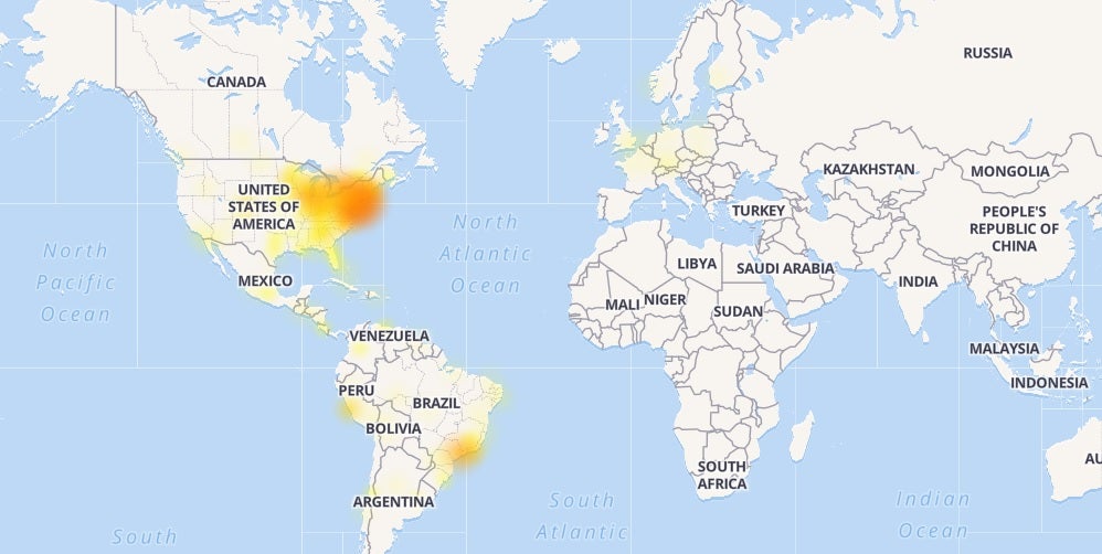 Facebook's issues appear to be contained to the east coast of the United States and certain regions in Central and South America