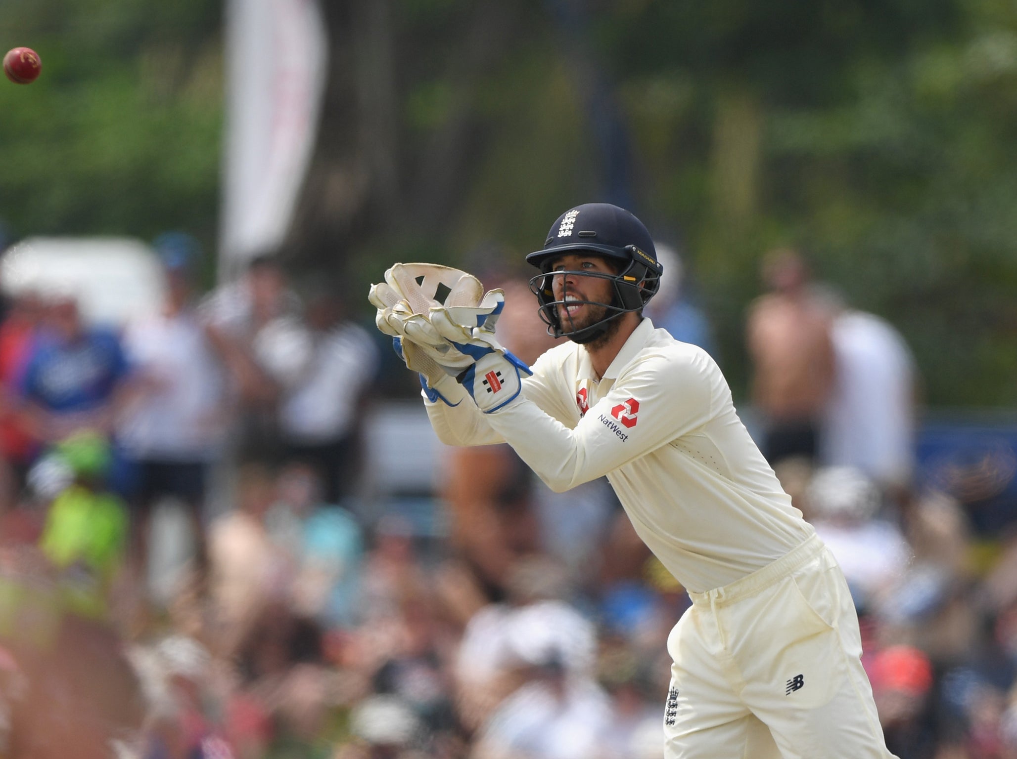 England wicket keeper Ben Foakes in action on his debut