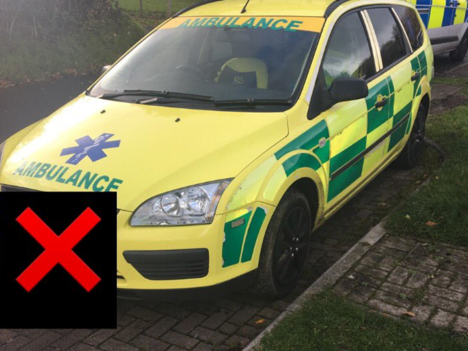 South Wales Police tweeted a picture of the fake ambulance being driven by a disqualified, uninsured teenager