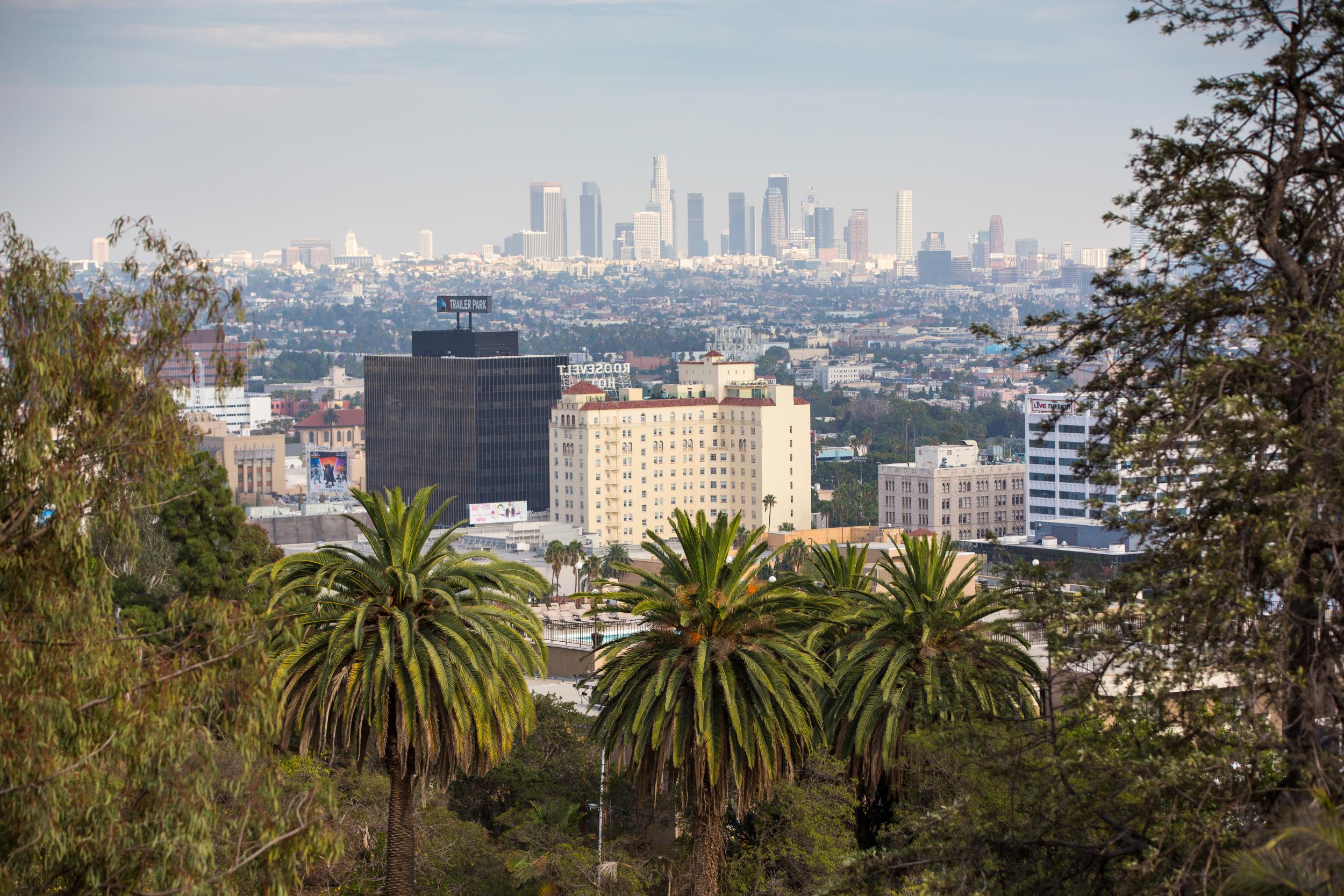 View over Downtown LA from Runyon Canyon park