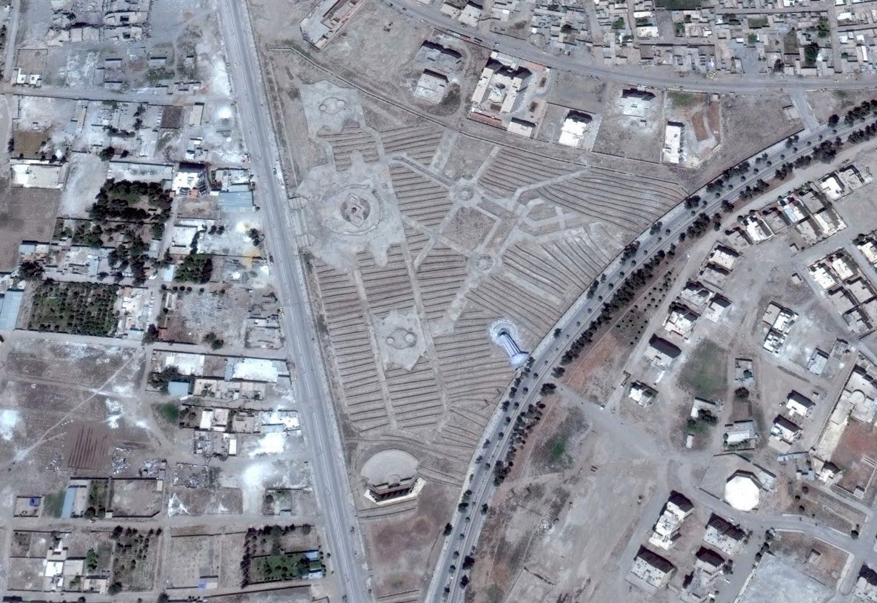 A satellite image of Panorama Park shows the trenches dug by Isis