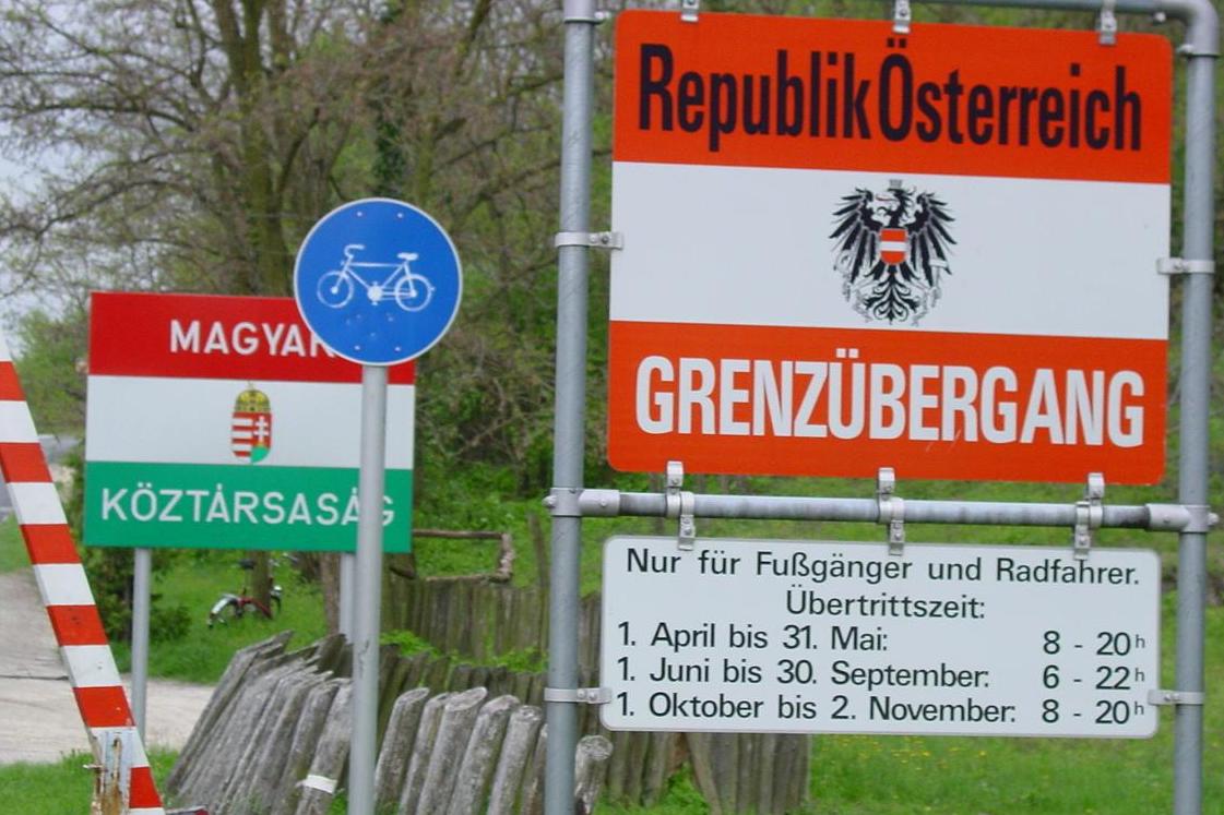 Border land: the crossing point between Austria and Hungary near Sopron