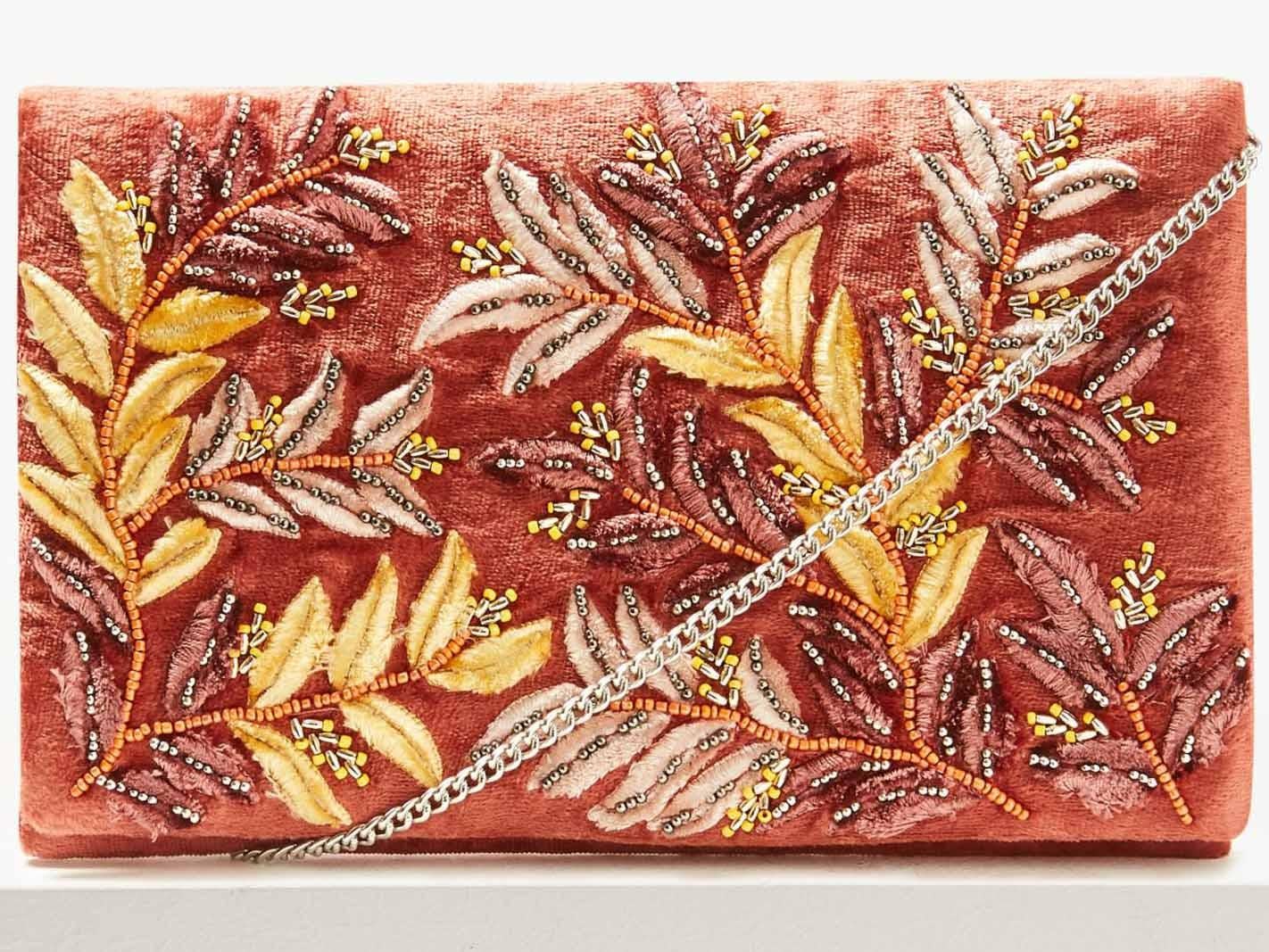 Velvet embroidered clutch bag, £35, Marks and Spencer