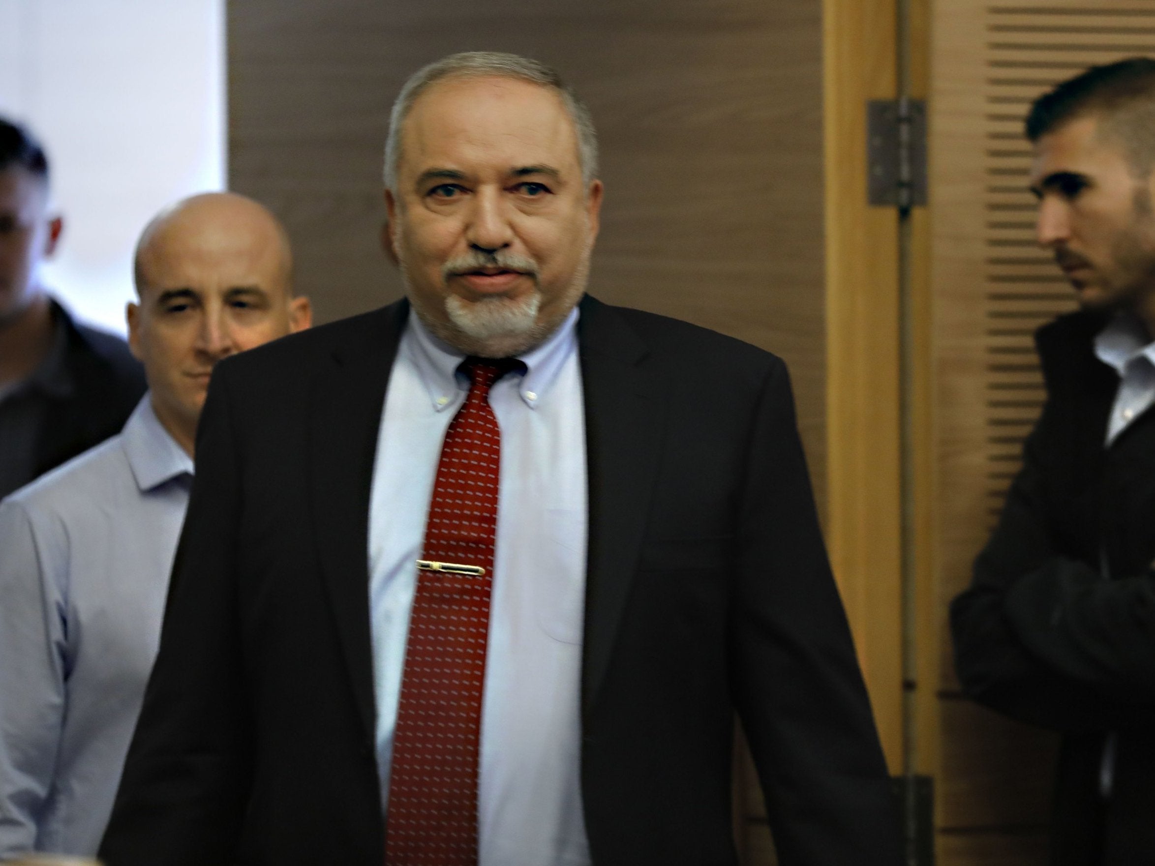 Israeli defence minister Avigdor Lieberman arriving at the Knesset on Wednesday