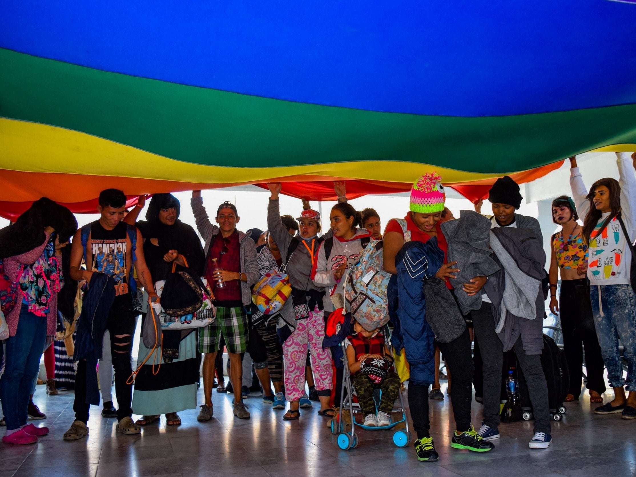 A group of asylum seekers from LGBT+ community arrive at the border city of Tijuana (Jobeth Terriquez /