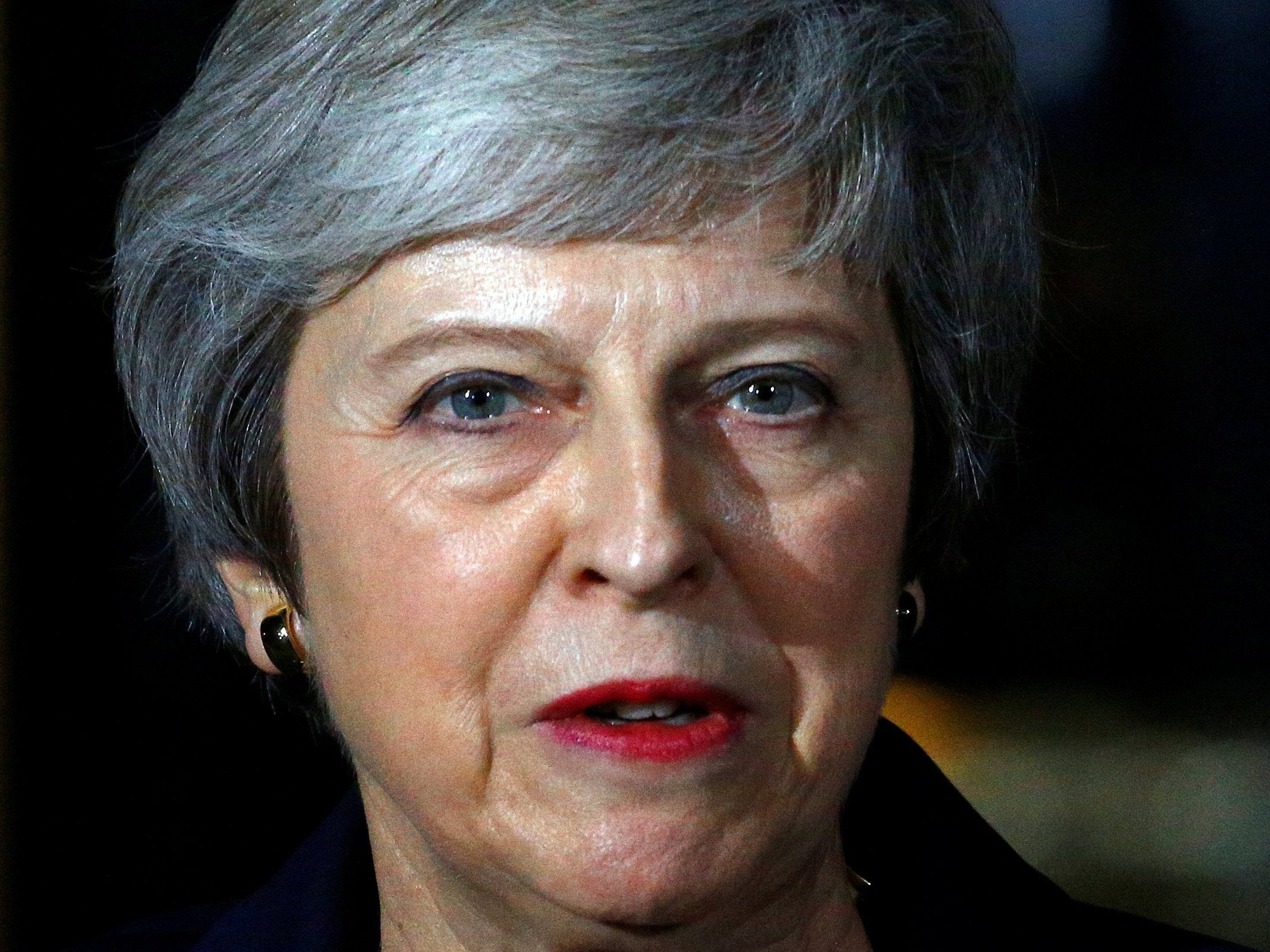 Theresa May making a statement outside Downing Street on Wednesday