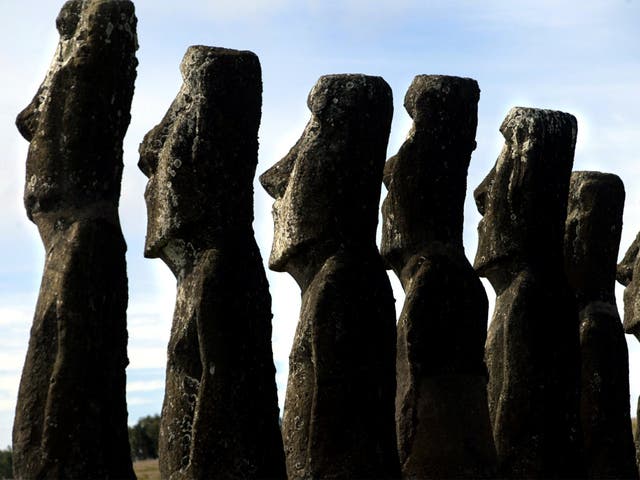 <p>Easter Island's giant head statues are carved out of volcanic rock</p>
