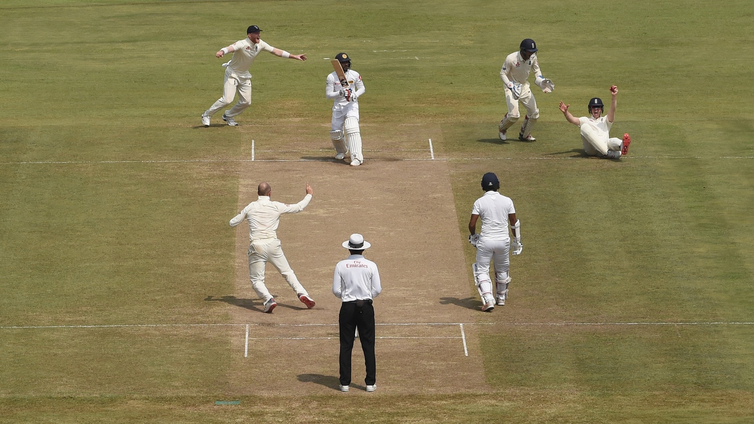 England fielder Keaton Jennings dives to catch from De Silva