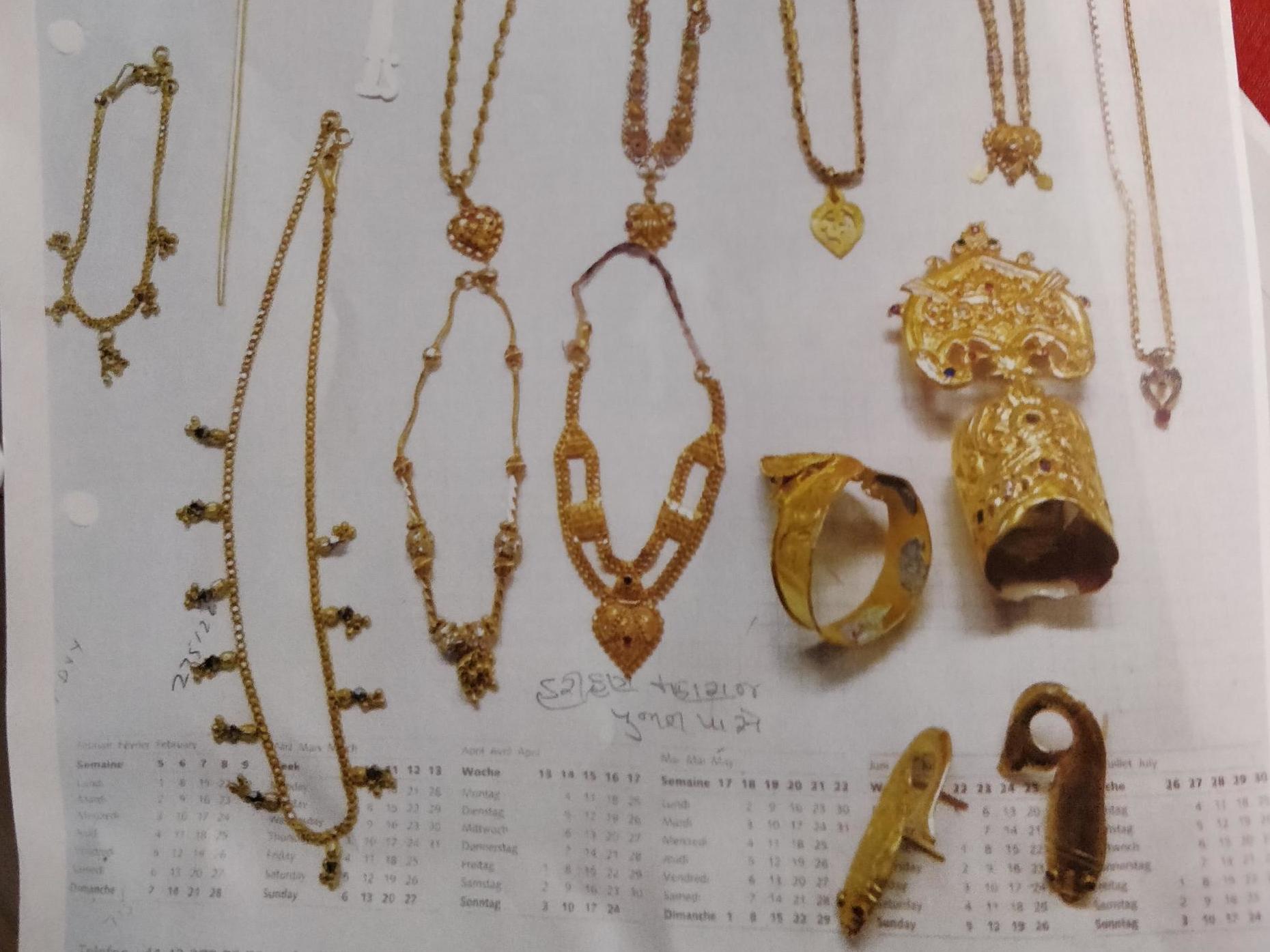 Items stolen from a Hindu temple