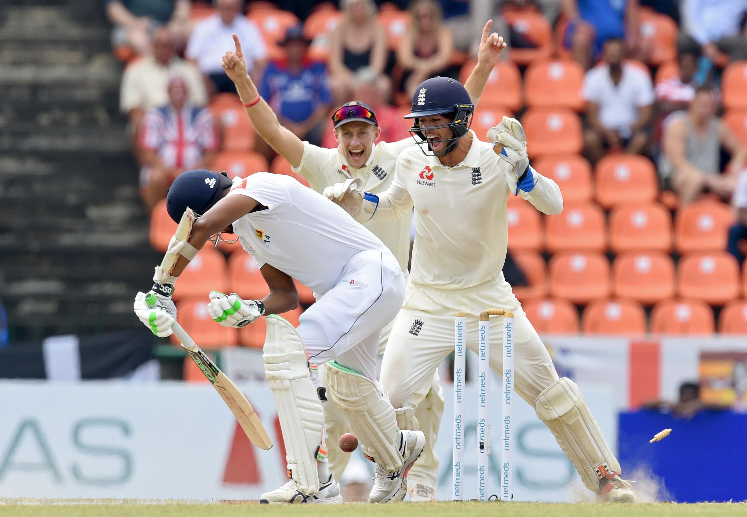 Moeen Ali bowled Suranga Lakmal to virtually secure the win