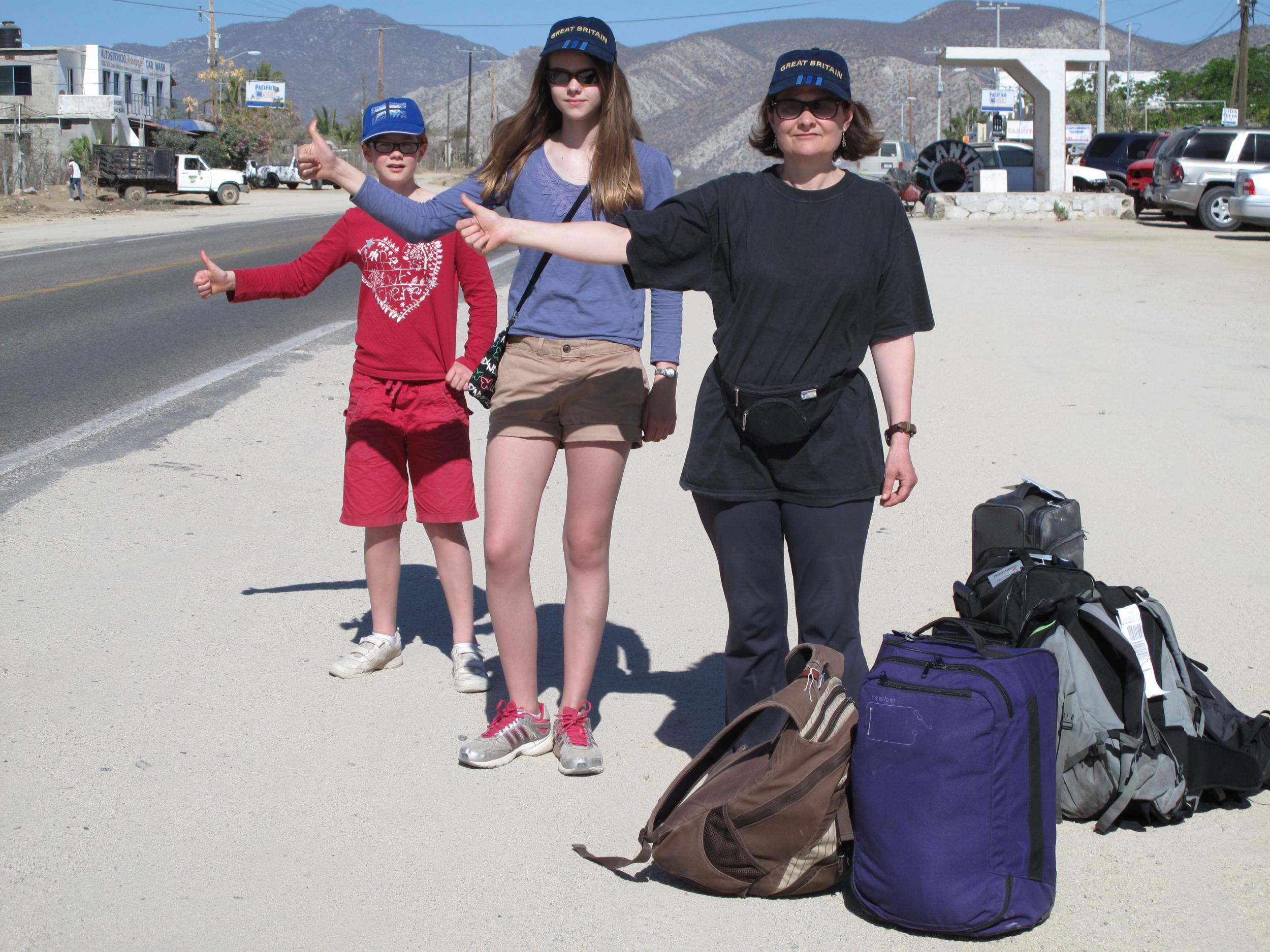 Family outing: Simon Calder’s wife and two daughters on the road at Los Barriles, Baja California, Mexico