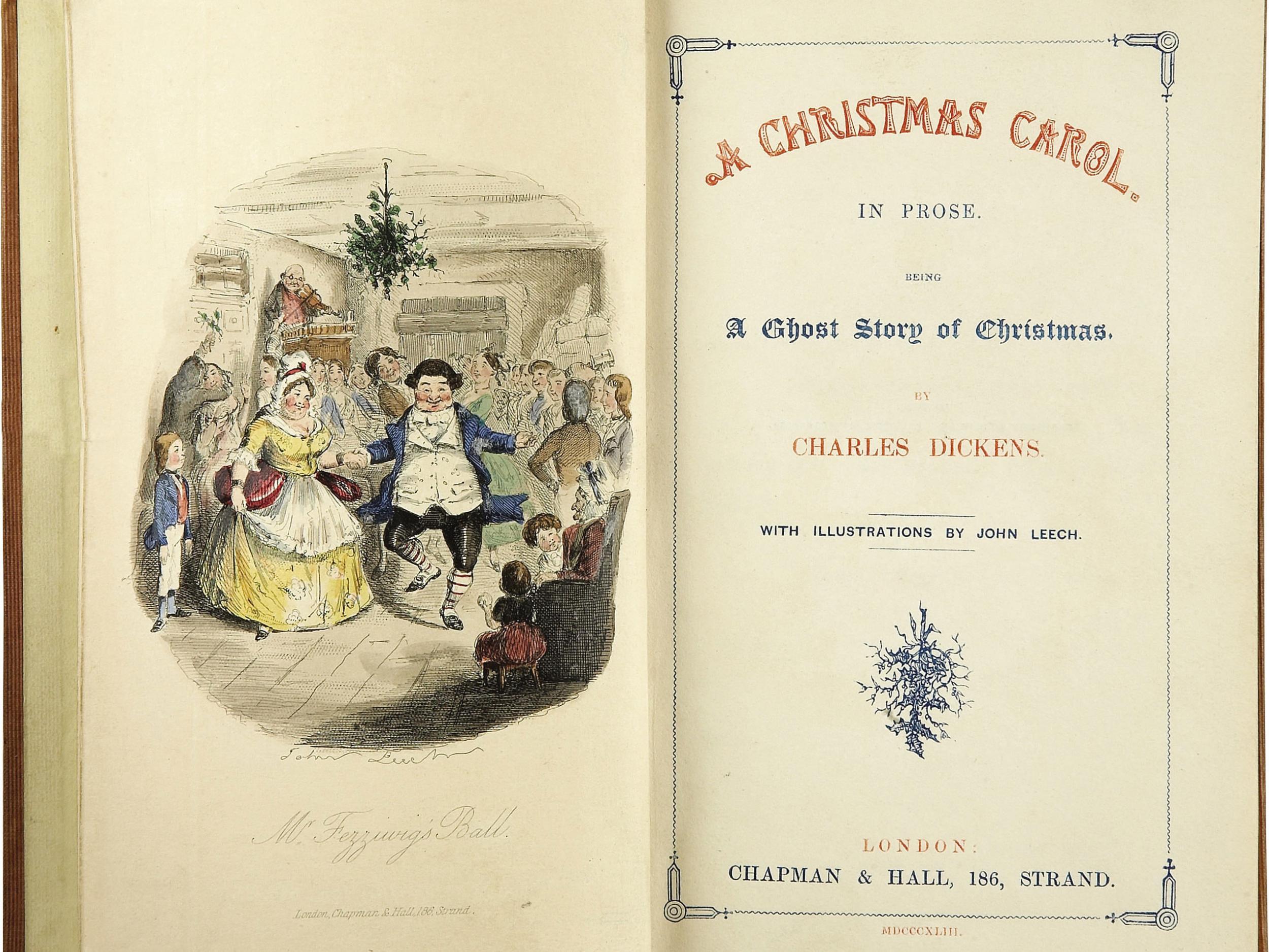 The 1843 edition of A Christmas Carol complete with John Leech's illustration of Mr Fezziwig's ball