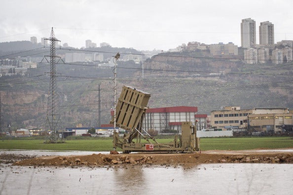 The iron-dome defence system positioned just outside of Haifa to intercept rocket fire