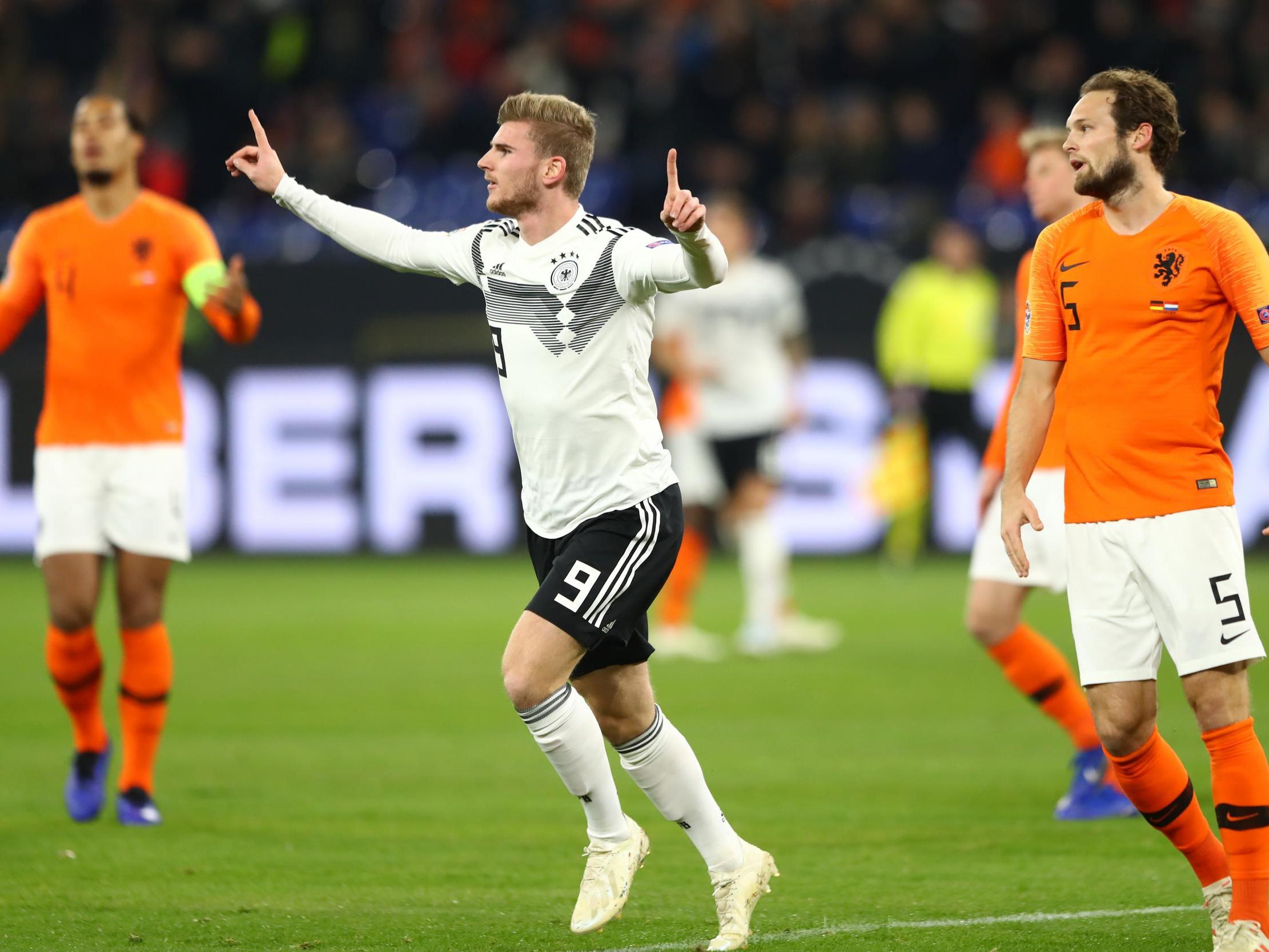 Timo Werner celebrates after scoring Germany's opener