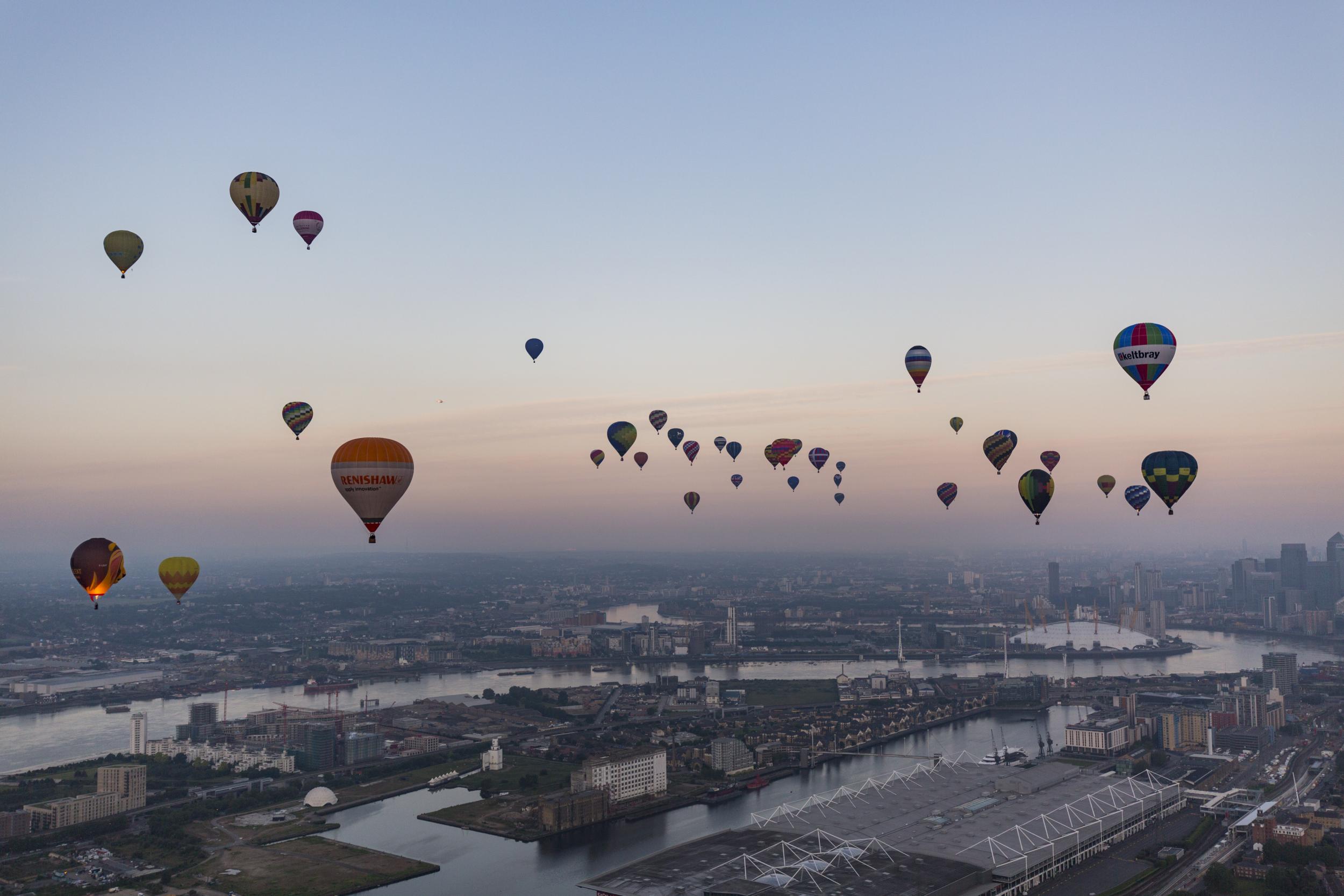 Hot air balloons over the London skyline on 19 June 2016