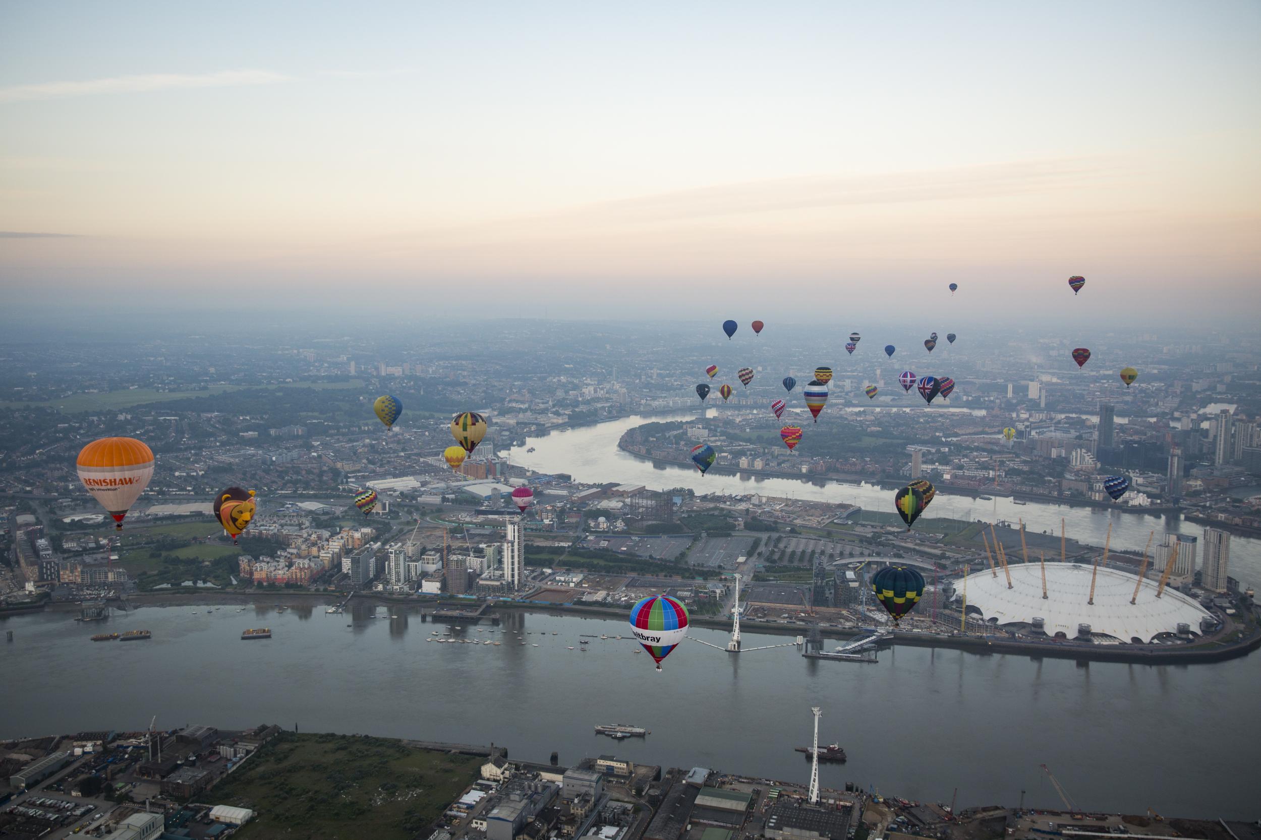 Hot air balloons over the London skyline on 19 June 2016