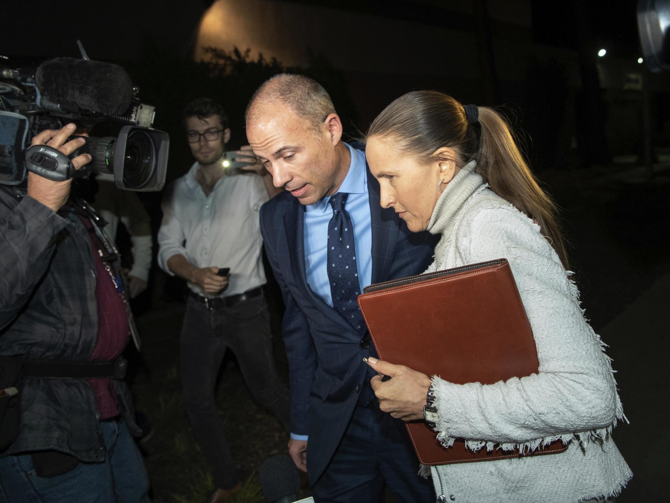 Michael Avenatti leaves the Los Angeles Police Department Pacific Division after posting bail for a felony domestic violence charge on Wednesday 14 November 2018