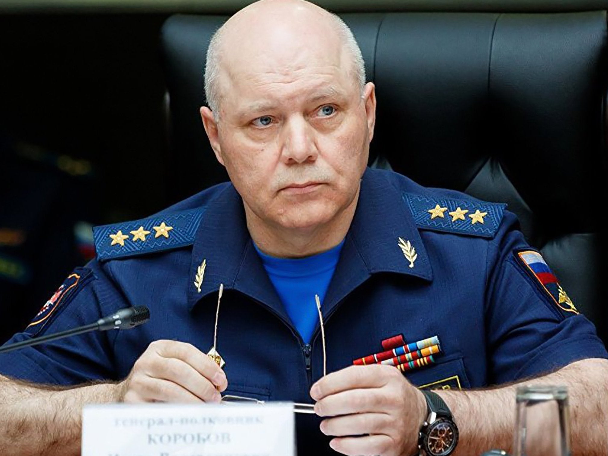 Korobov addressing participants during an Army 2017 roundtable in Moscow (AFP/Getty)