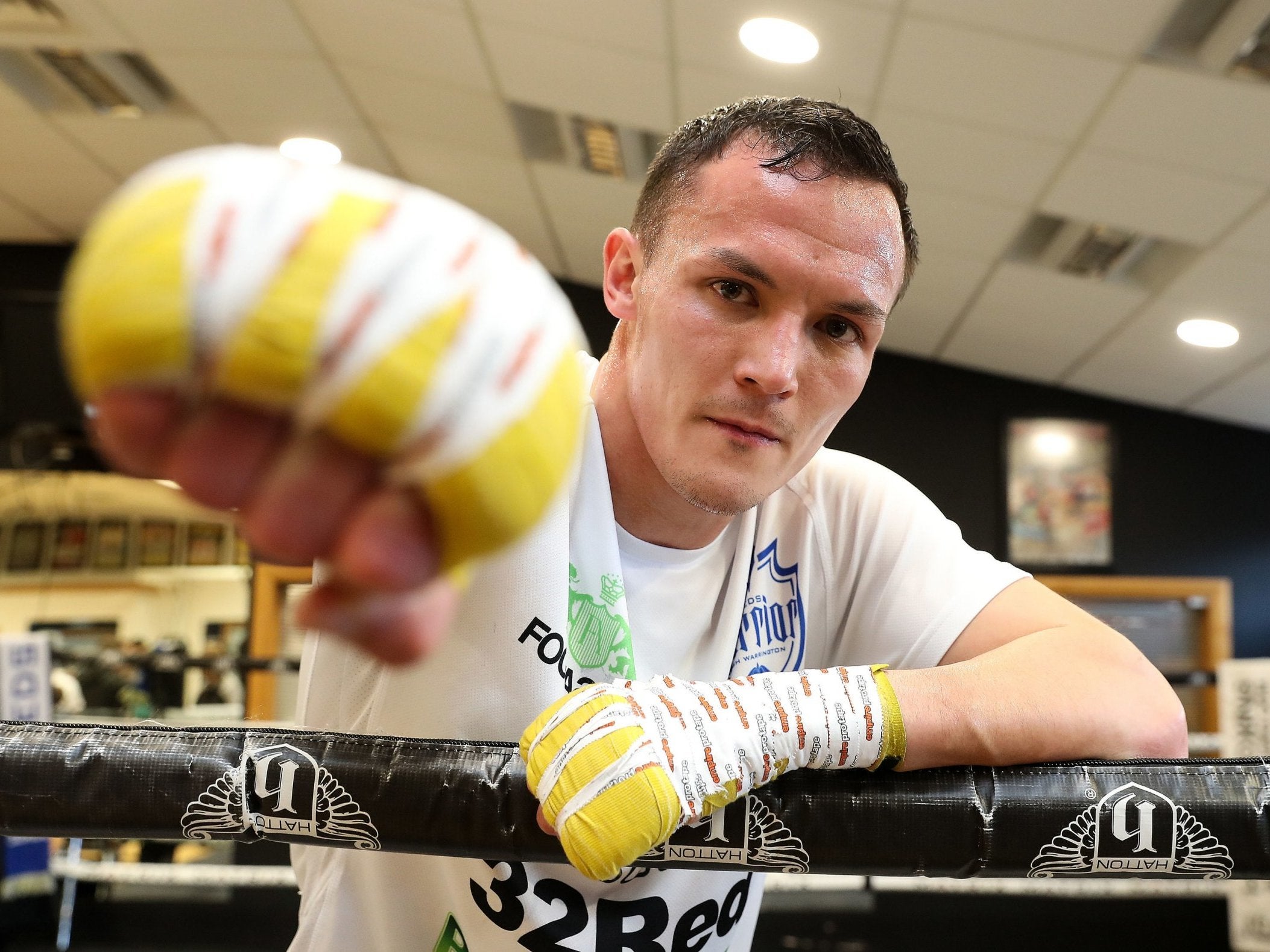 Josh Warrington during the public workout